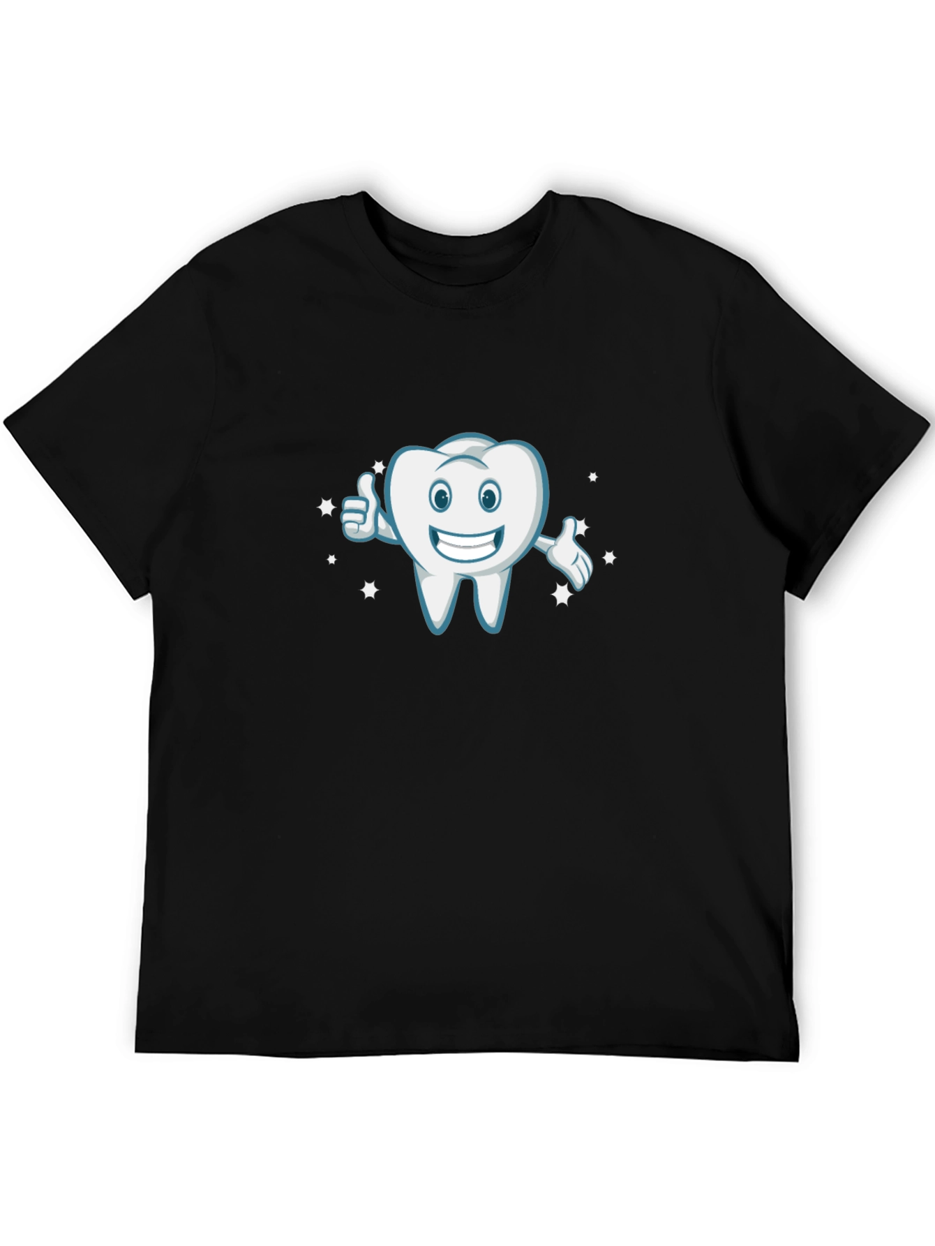 Black Smiling Tooth Cartoon Black T-Shirt view 5