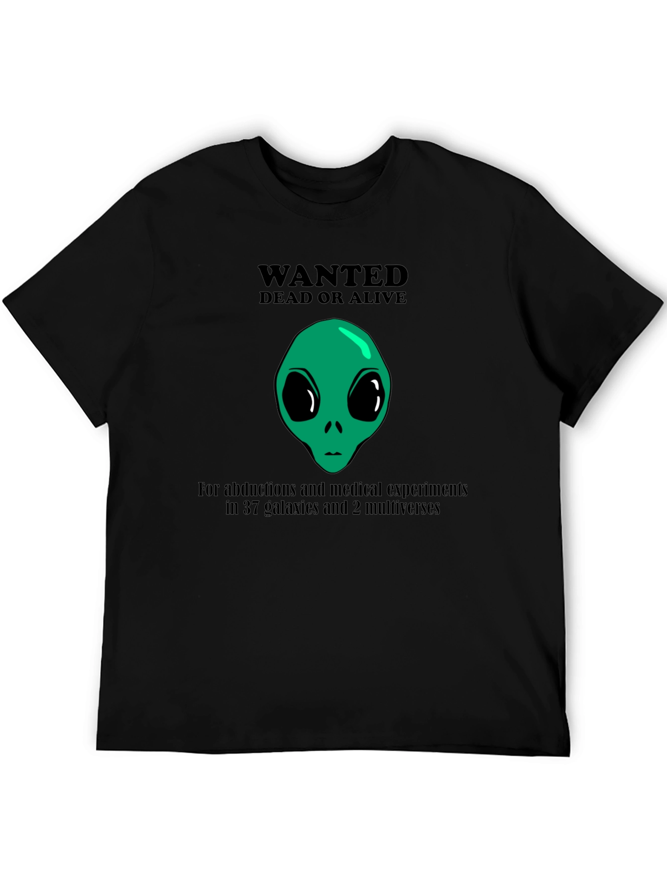Black Wanted Alien T-Shirt: Dead or Alive Funny Graphic Tee view 5