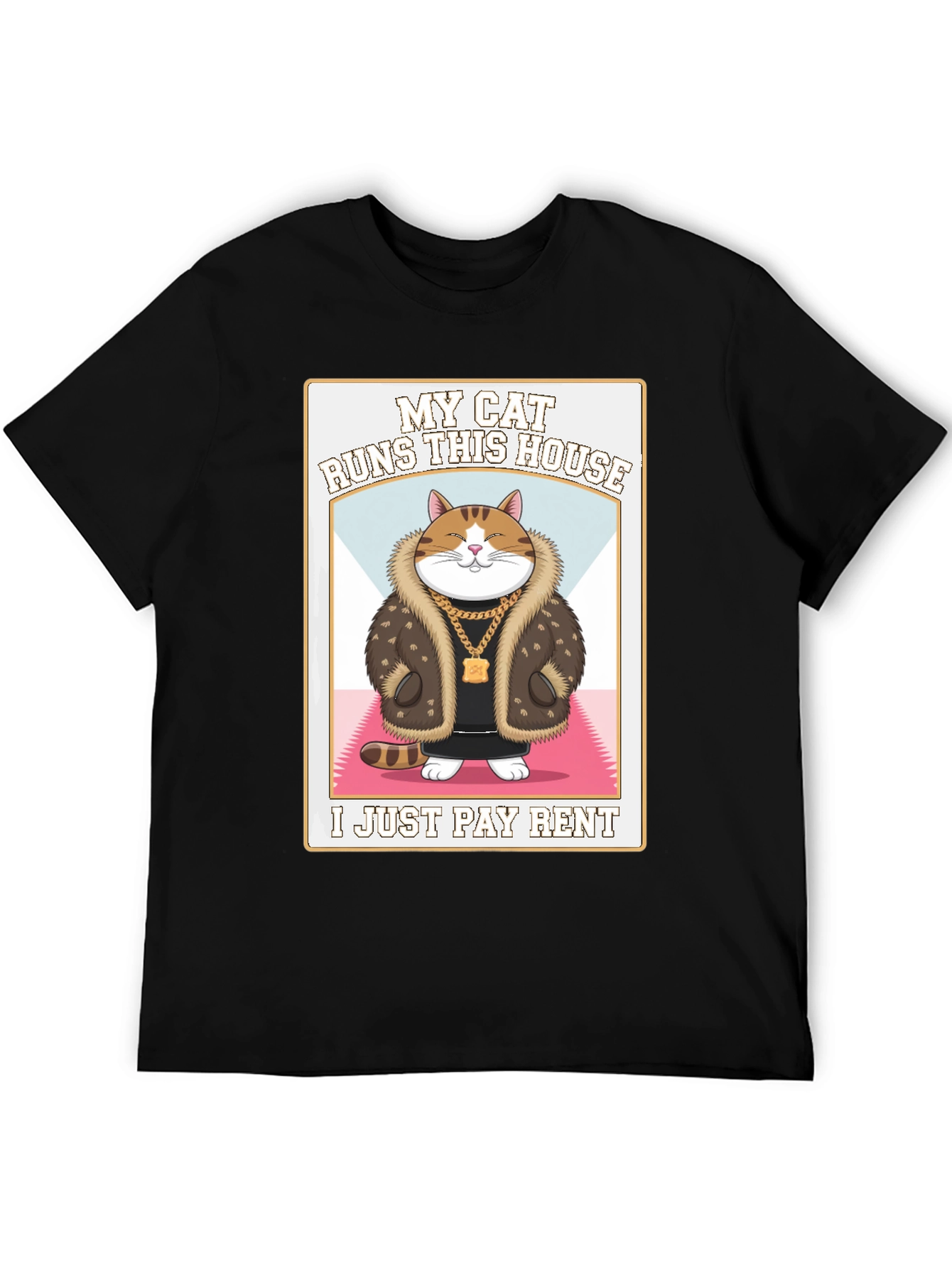 Black My Cat Runs This House T-Shirt view 5