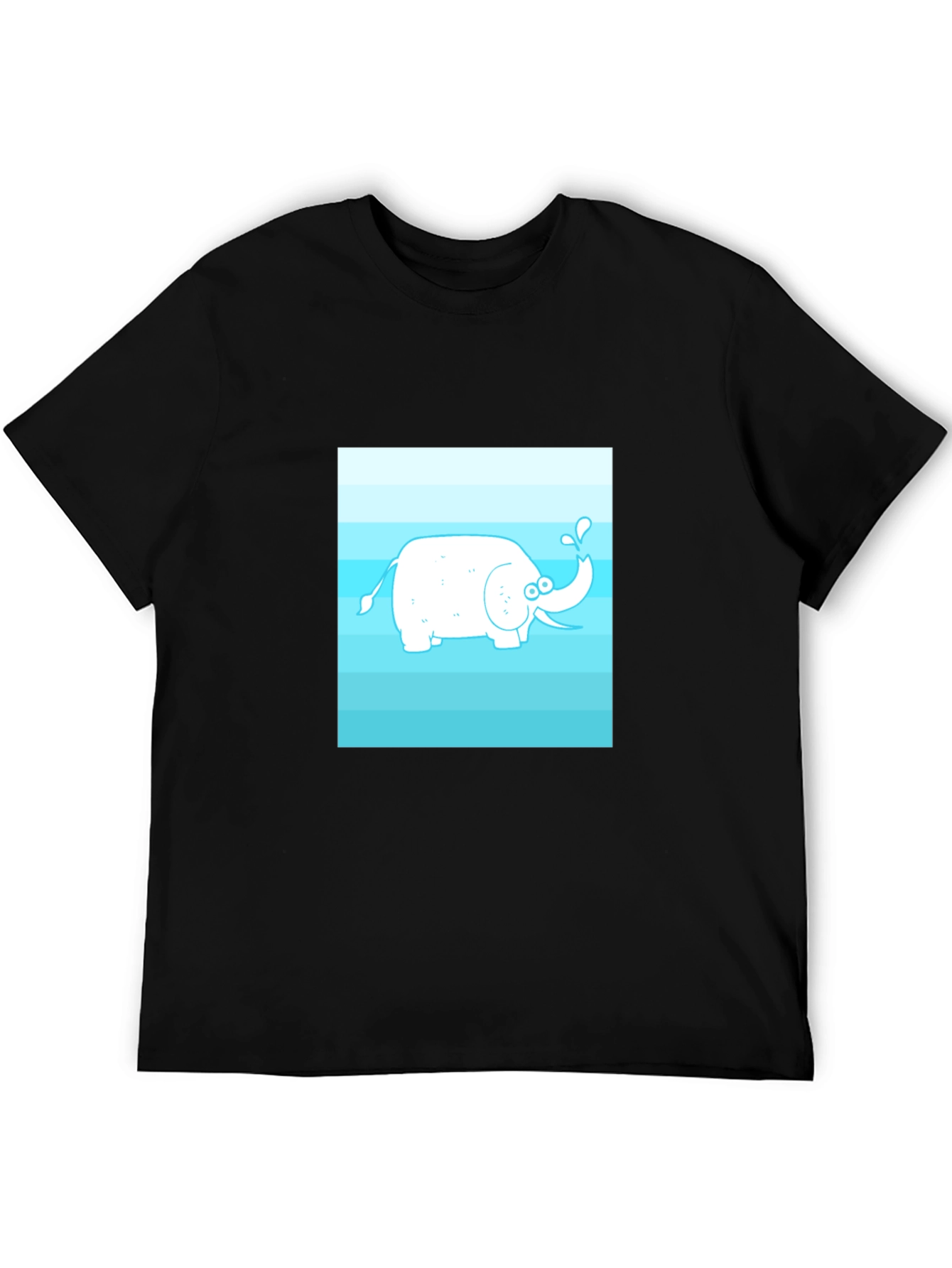 Black Cartoon Elephant Graphic Tee - Black Cotton Casual Shirt view 5