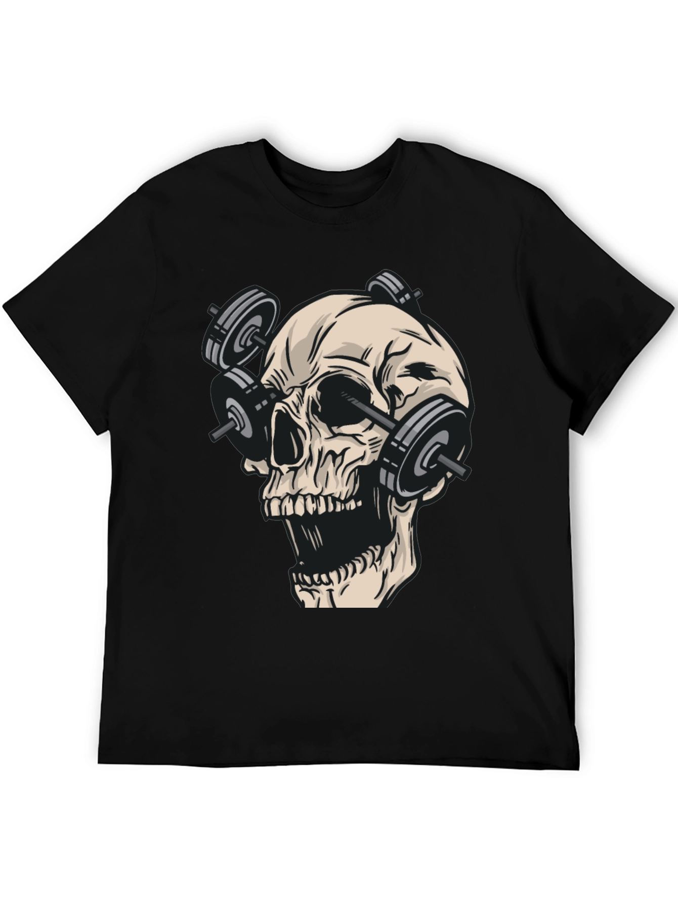 Black Skull Gym Weights Black T-Shirt view 5