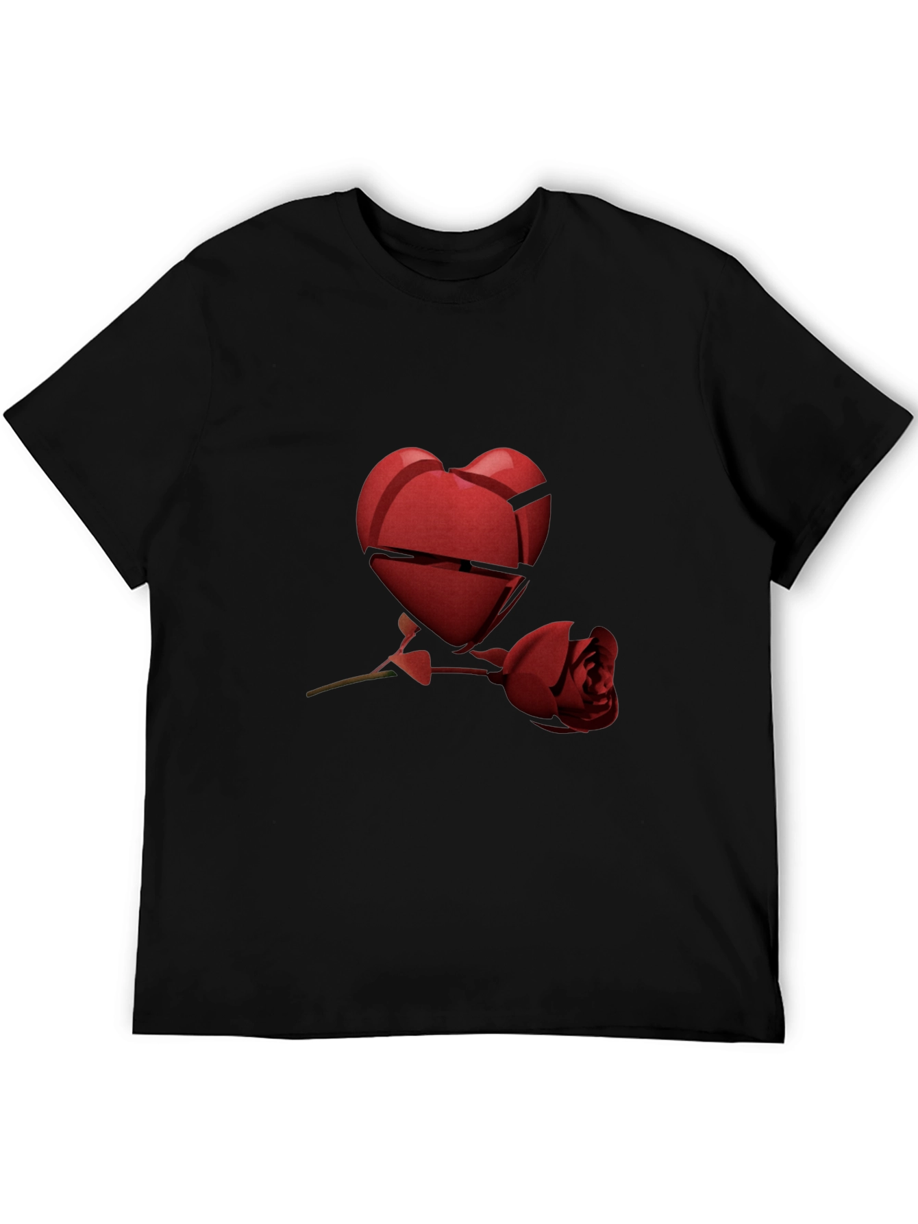 Black Heartbreak Rose Graphic Tee - Black Casual T-Shirt view 5