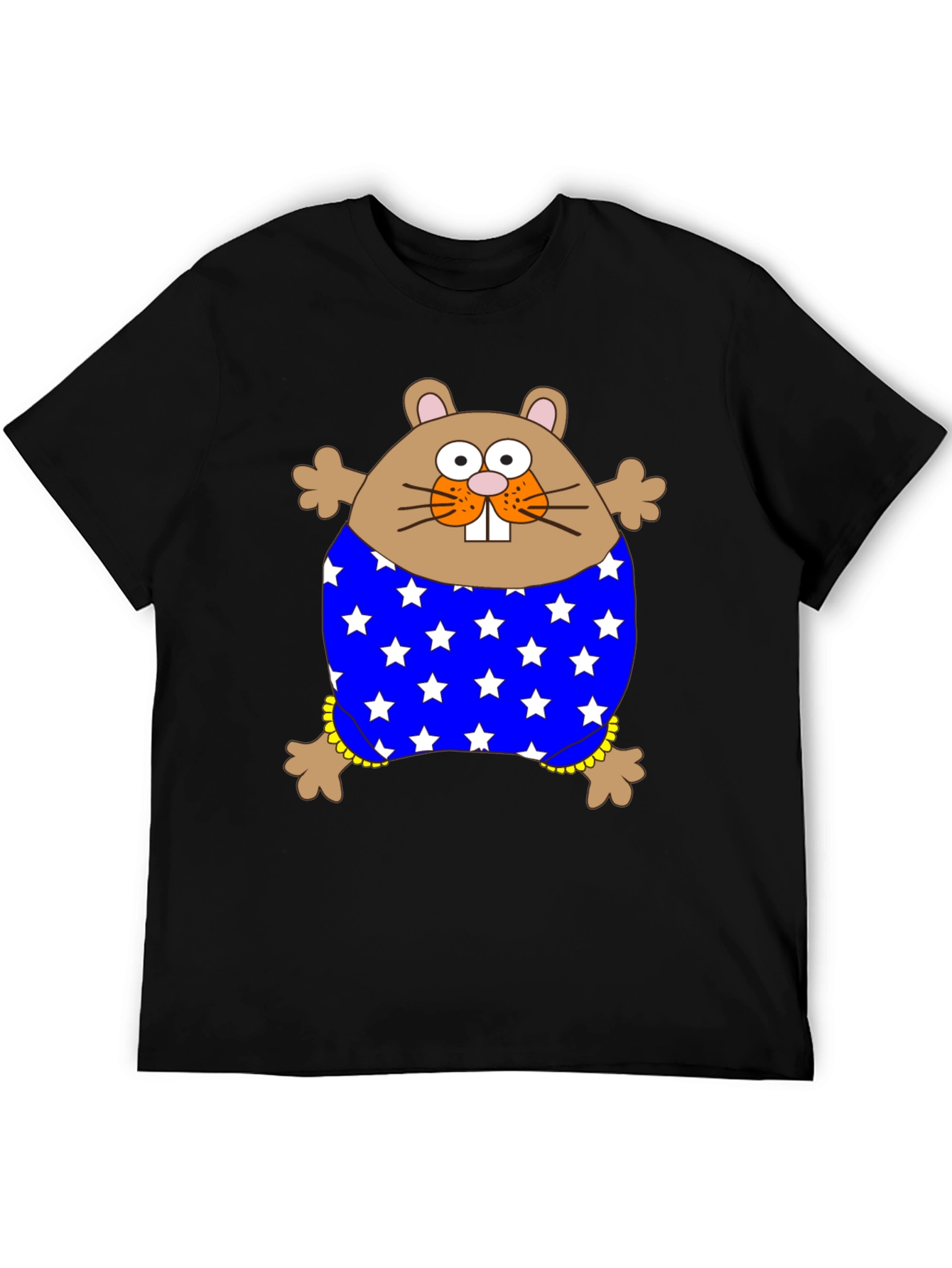 Black Funny Hamster Stars T-Shirt view 5
