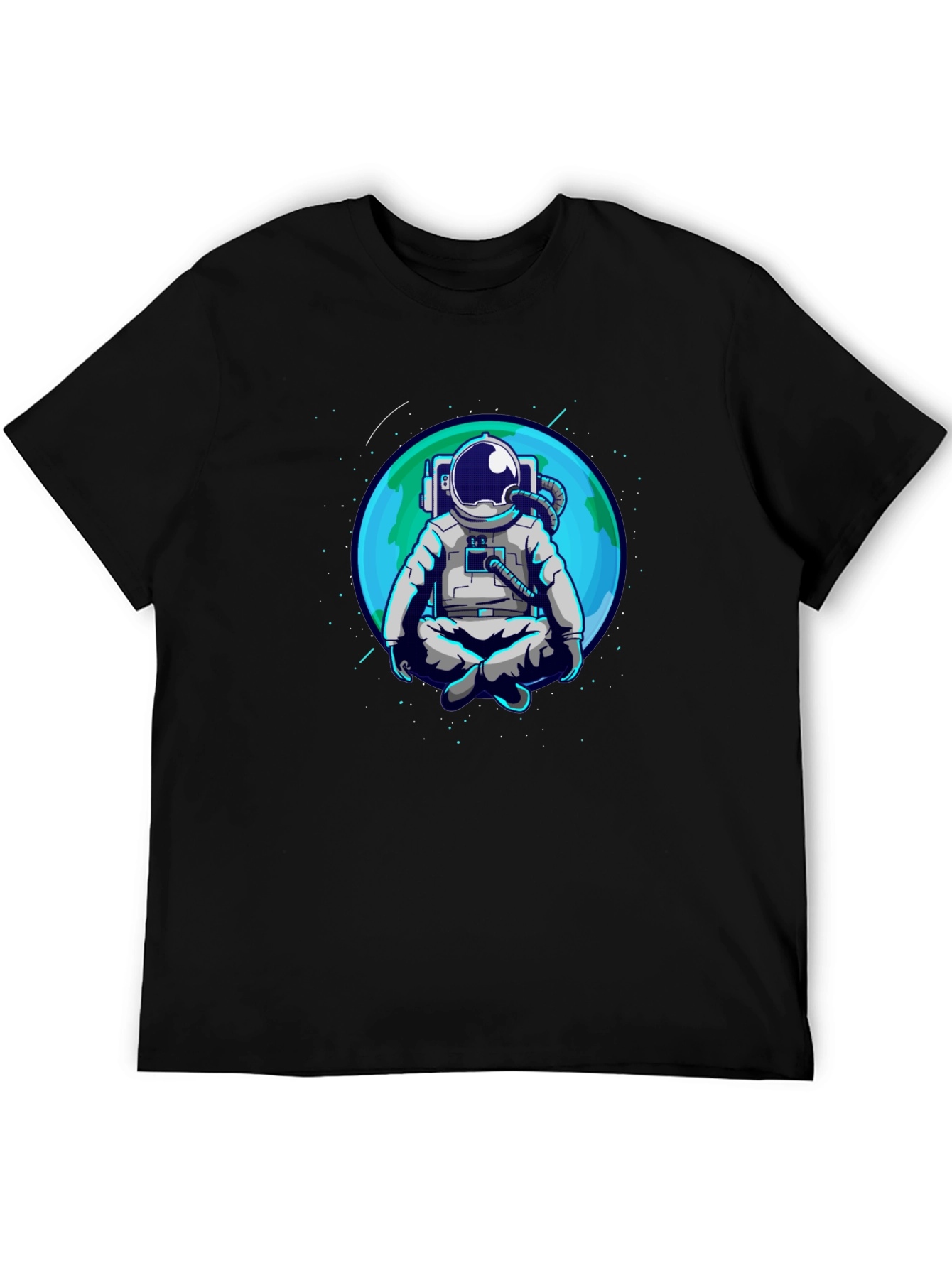 Black Meditating Astronaut T-Shirt - Space Zen Tee view 5