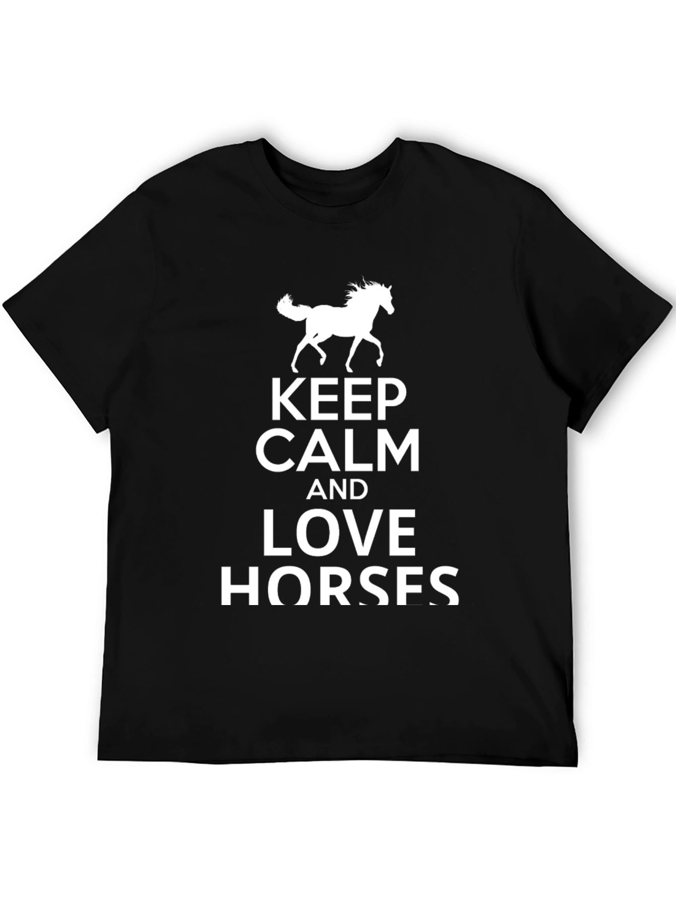 Black Keep Calm and Love Horses Black T-Shirt view 5