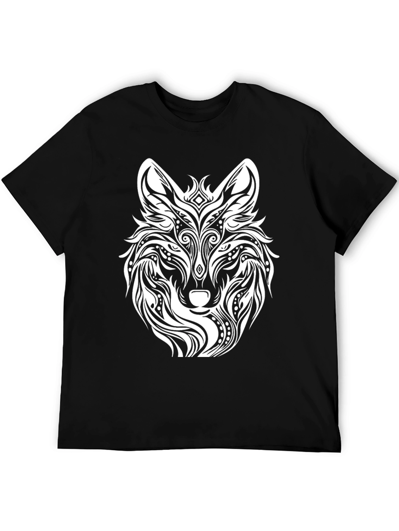Black Wolf Graphic Print Black T-Shirt view 5
