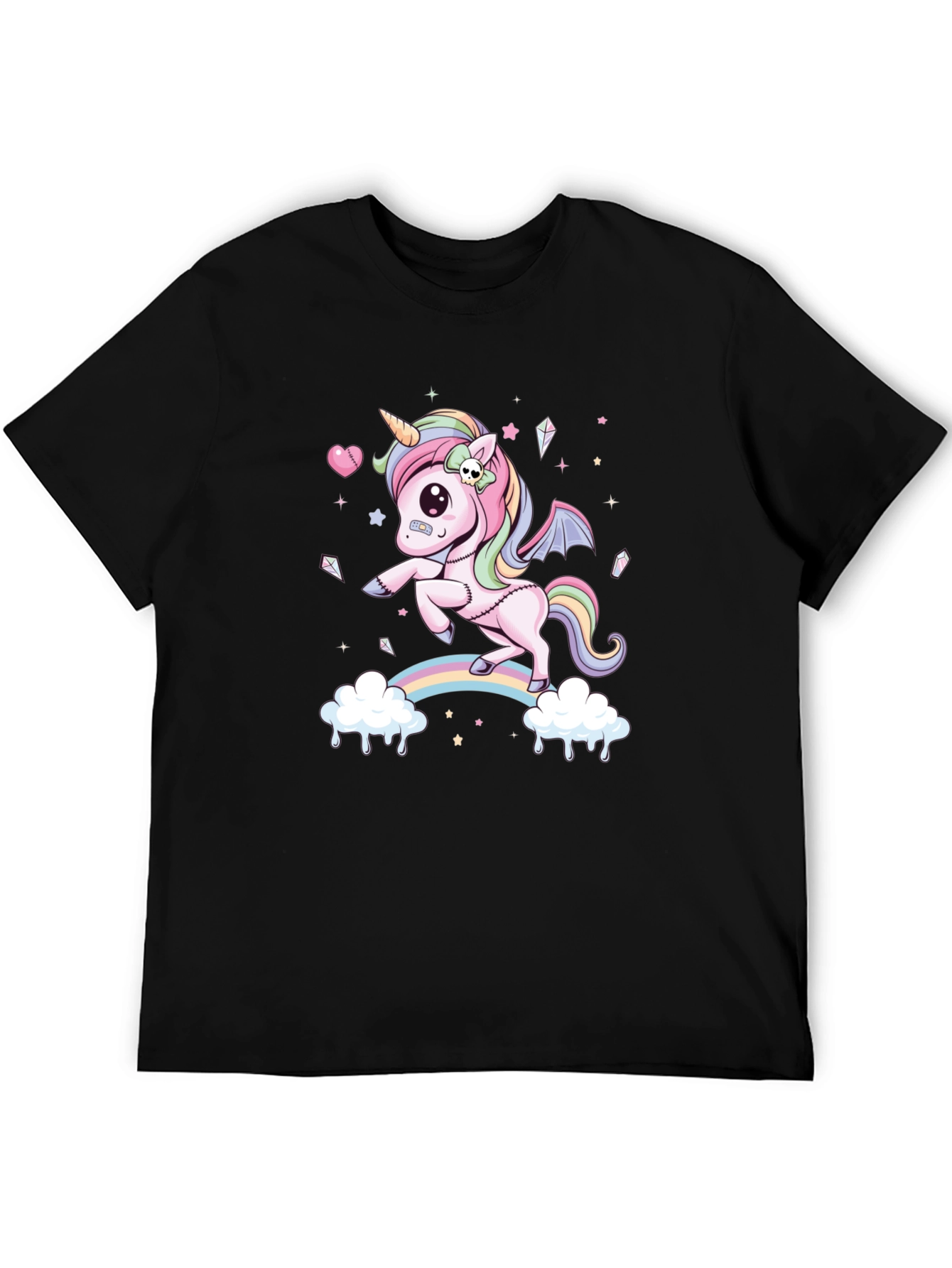 Black Unicorn Rainbow Graphic Tee - Men's Black T-Shirt view 5