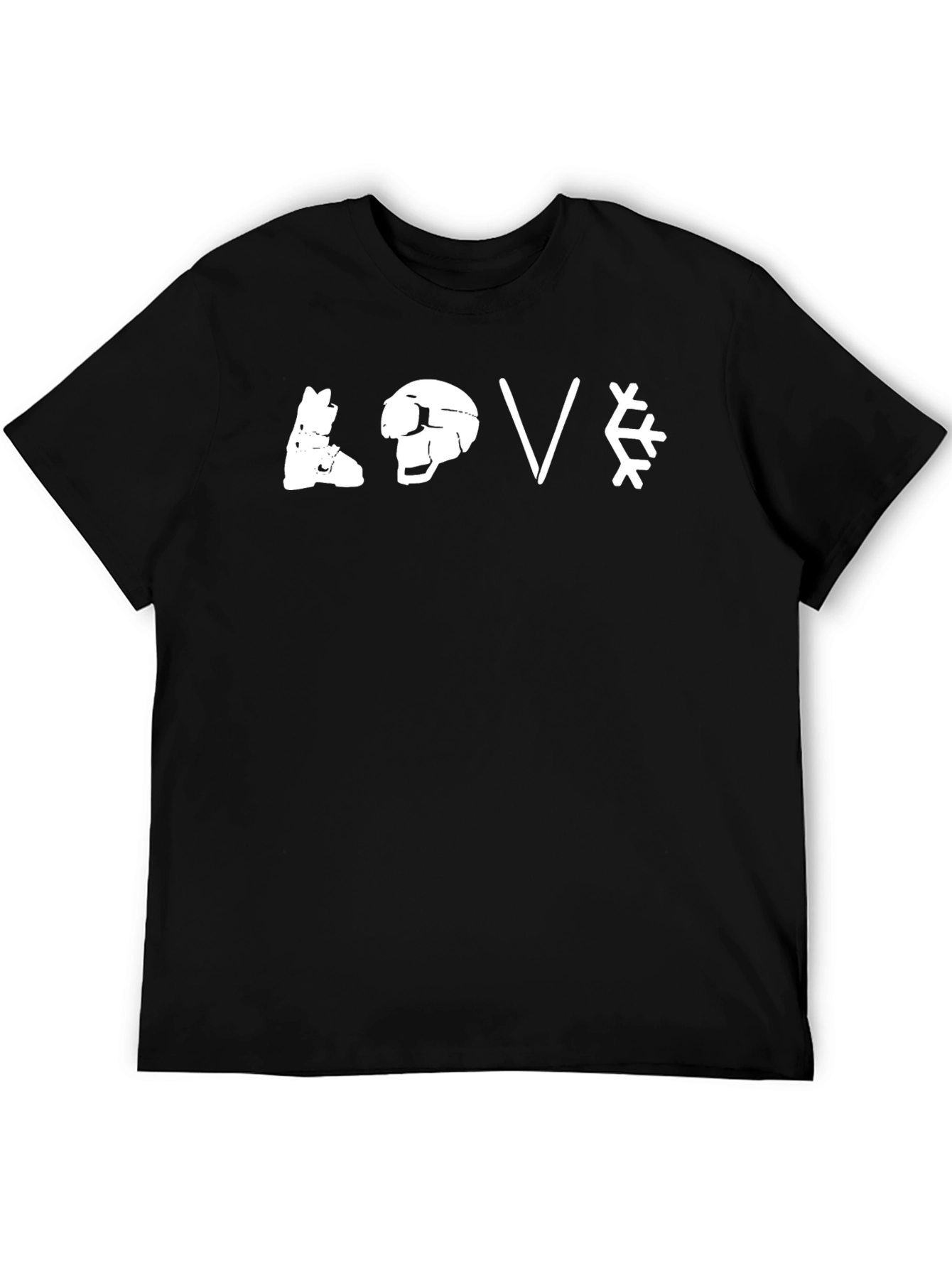 Black Skiing Love T-Shirt - Black Cotton Graphic Tee view 5