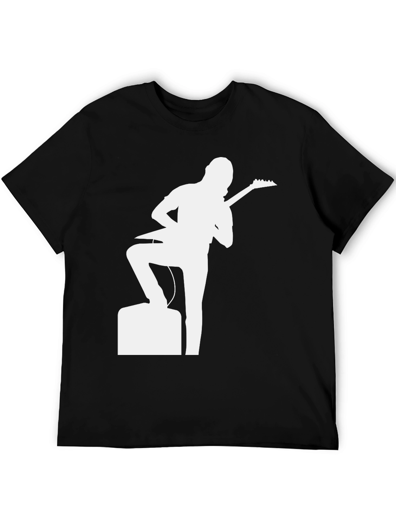 Black Guitar Player Graphic Tee - Black Cotton T-Shirt view 5