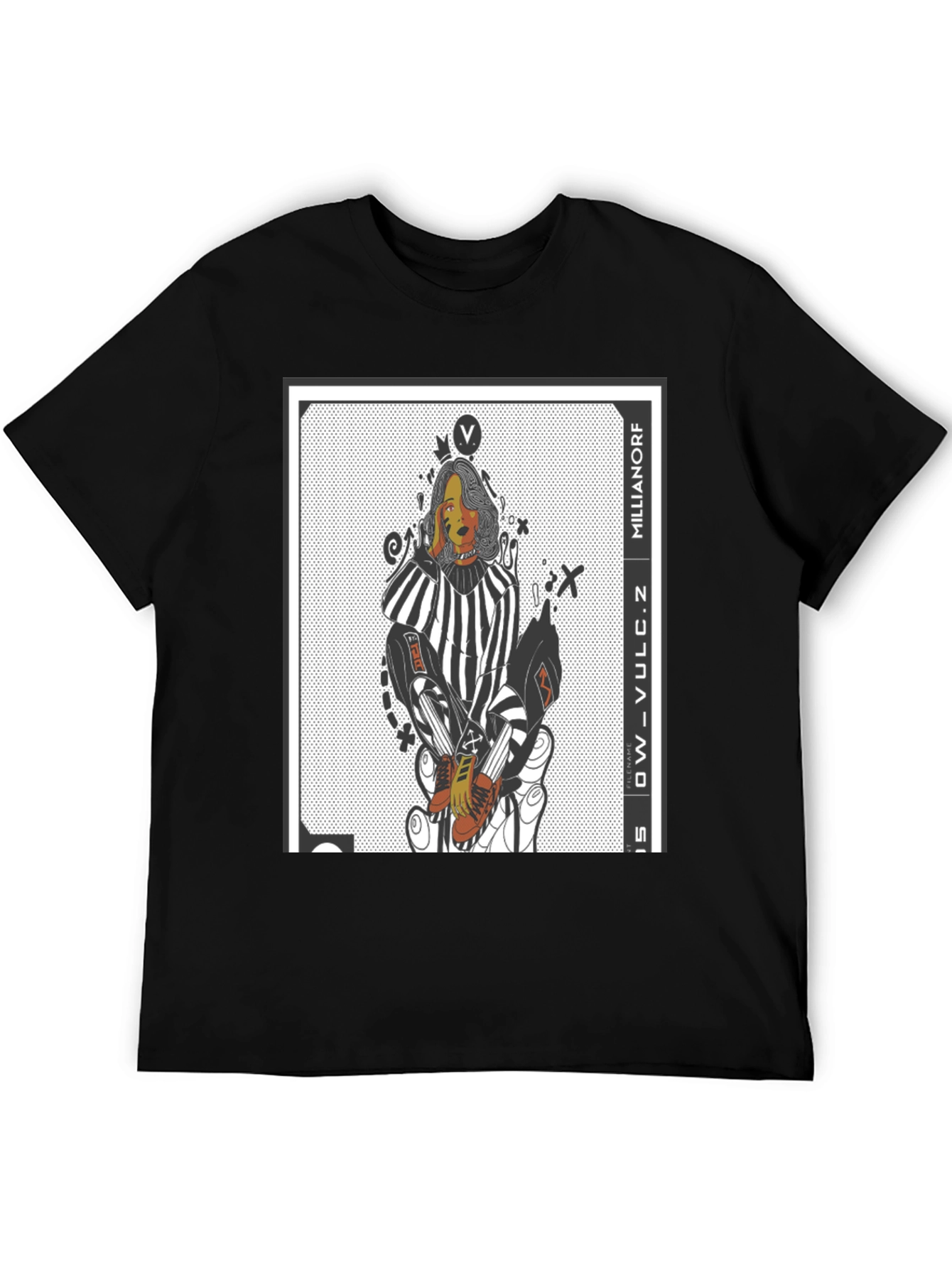 Black Edgy Graphic Print Tee - Millianorf Vulc Design view 5
