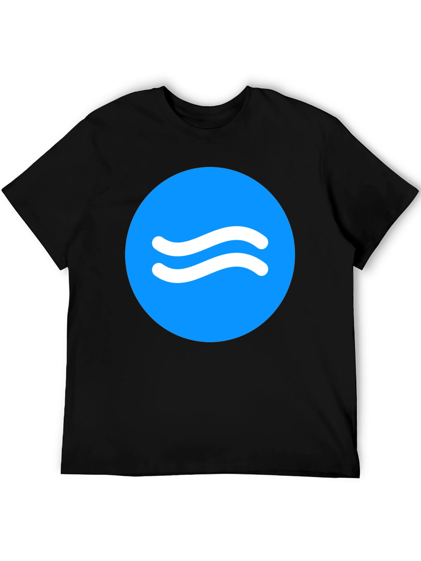 Black Trendy Black Tee with Blue Wave Circle Design view 5