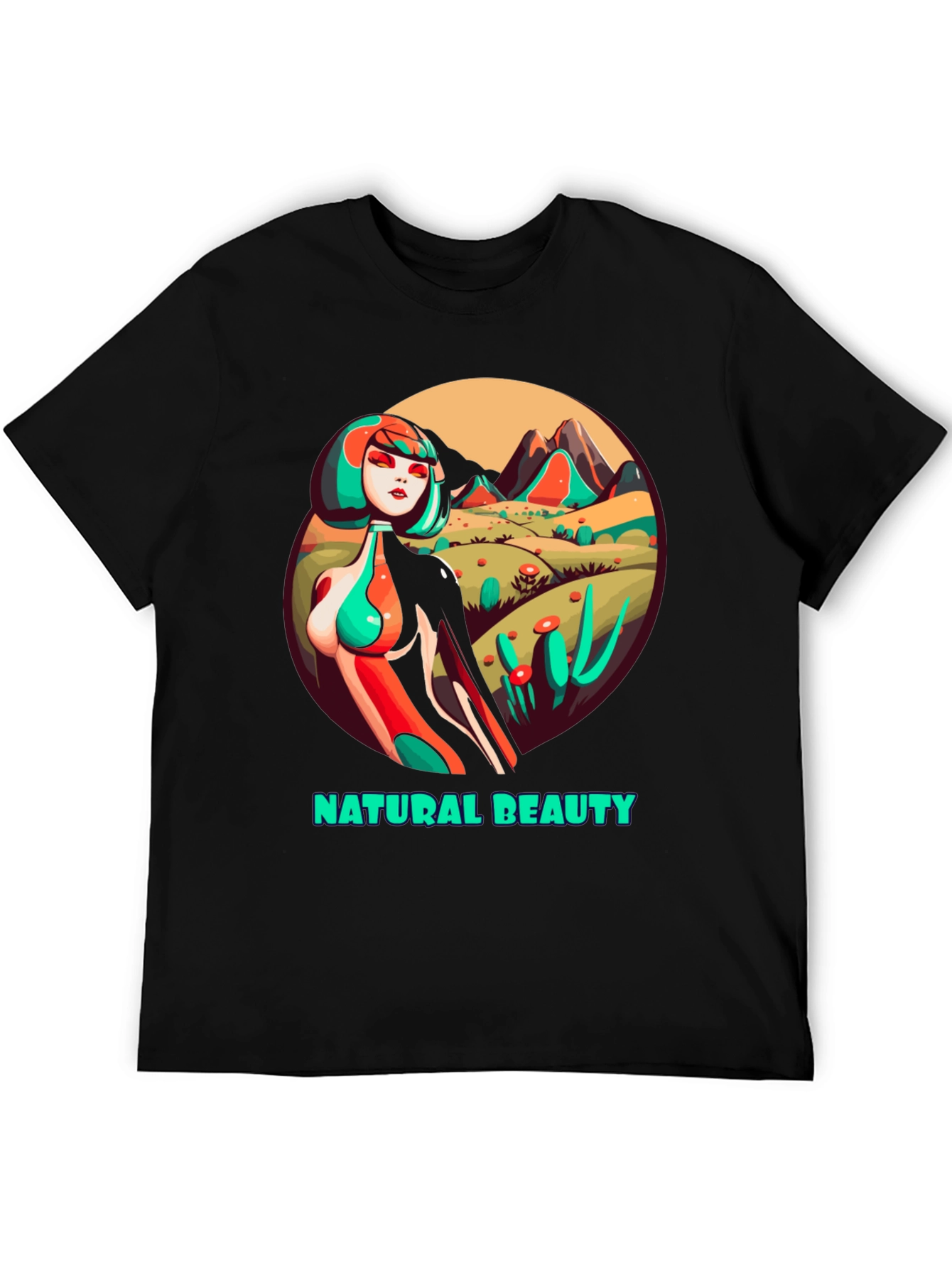 Black Natural Beauty Graphic Tee - Unique Artistic Design view 5