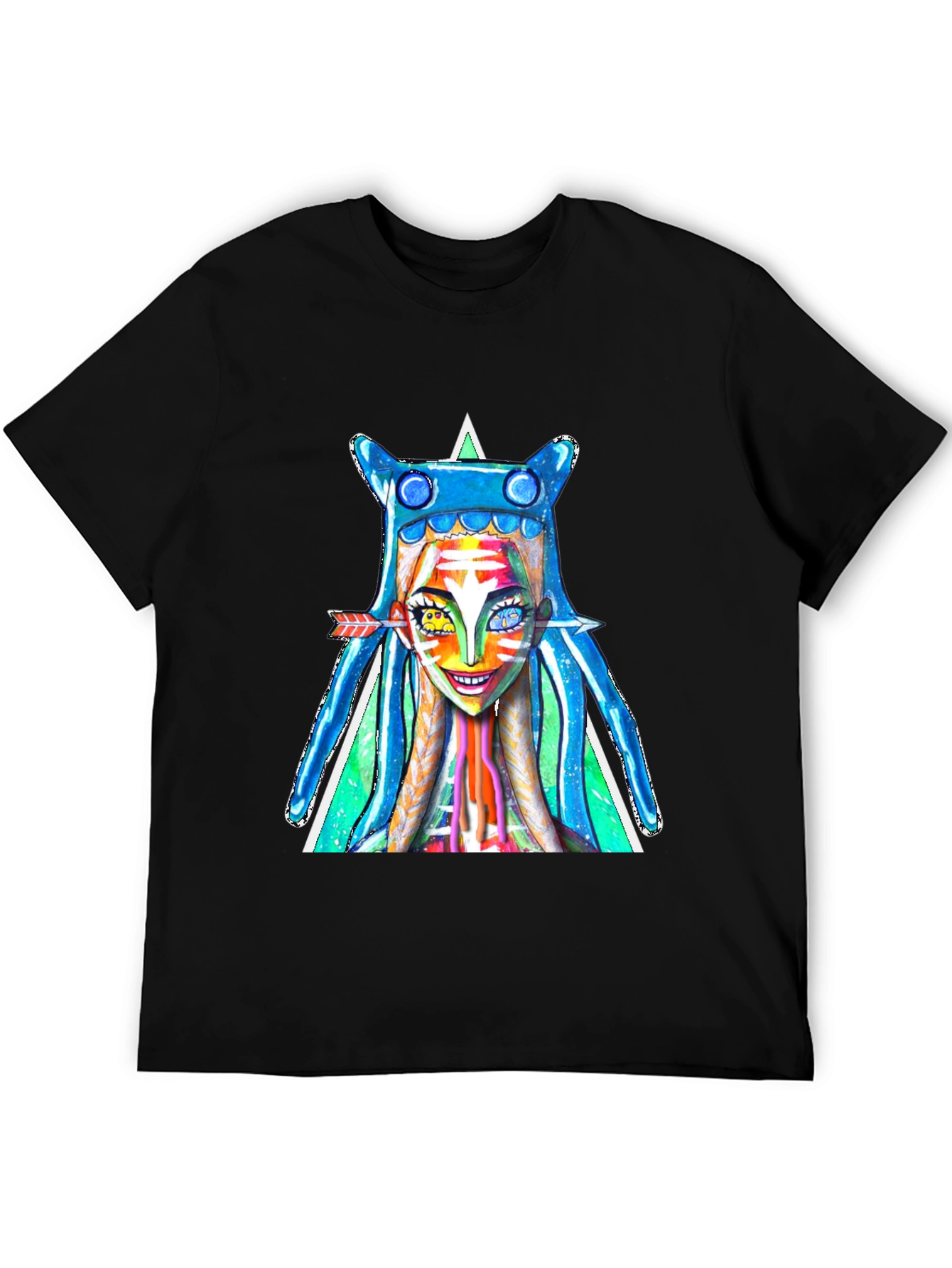 Black Funky Art T-Shirt - Colorful Character Graphic Tee view 5