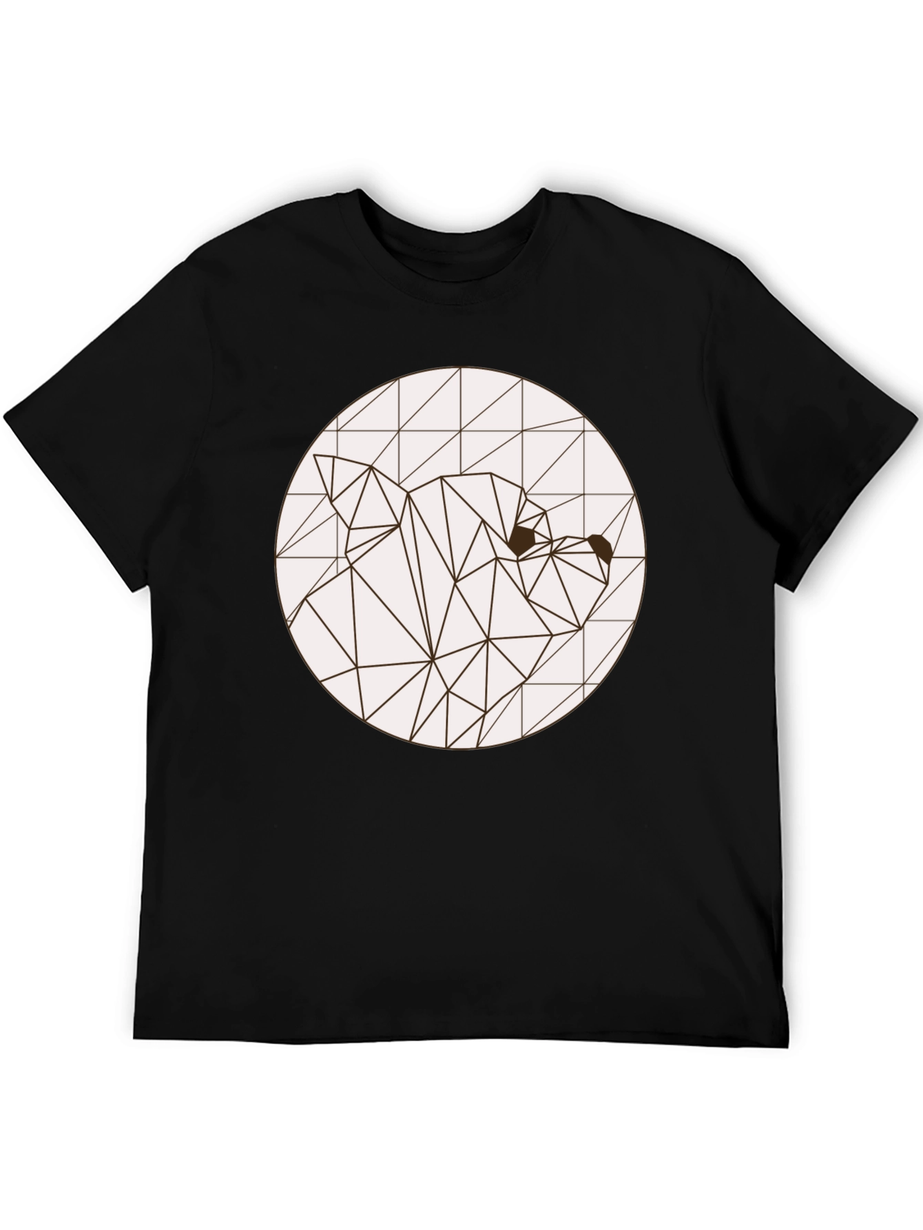 Black Geometric Bear Graphic Tee - Modern Black T-Shirt view 5