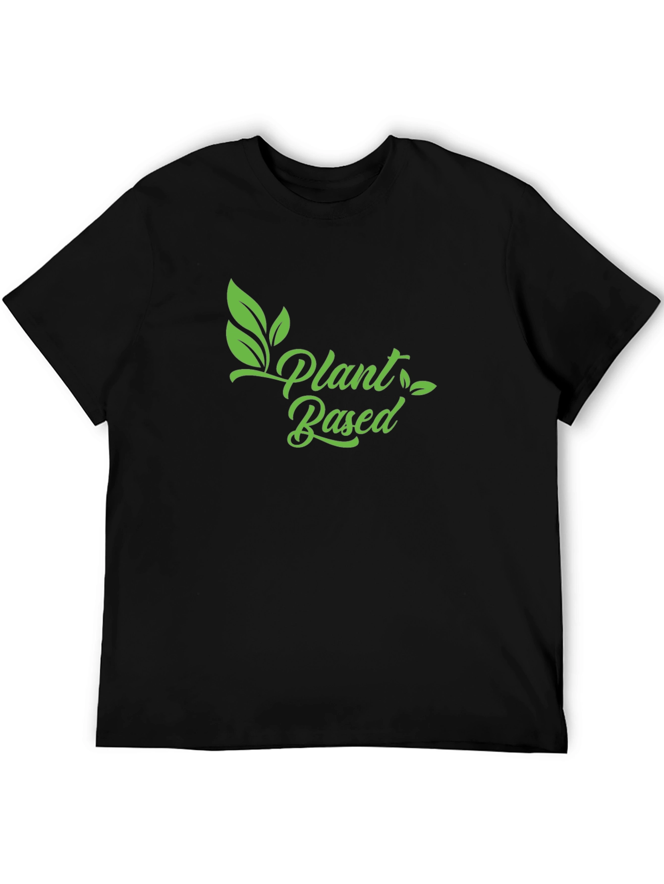 Black Plant Based Vegan T-Shirt - Green Print view 5