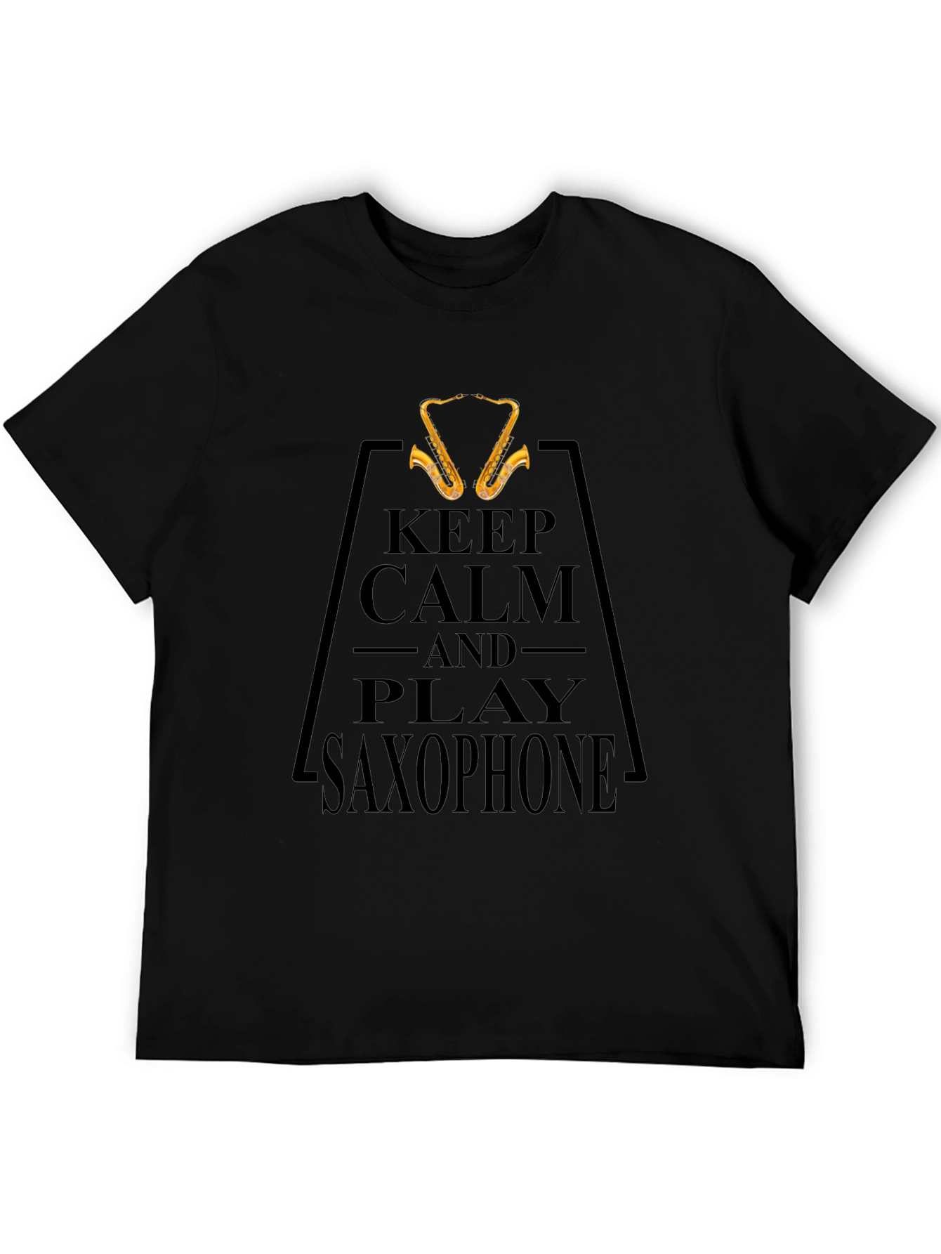 Black Keep Calm and Play Saxophone Black T-Shirt view 5
