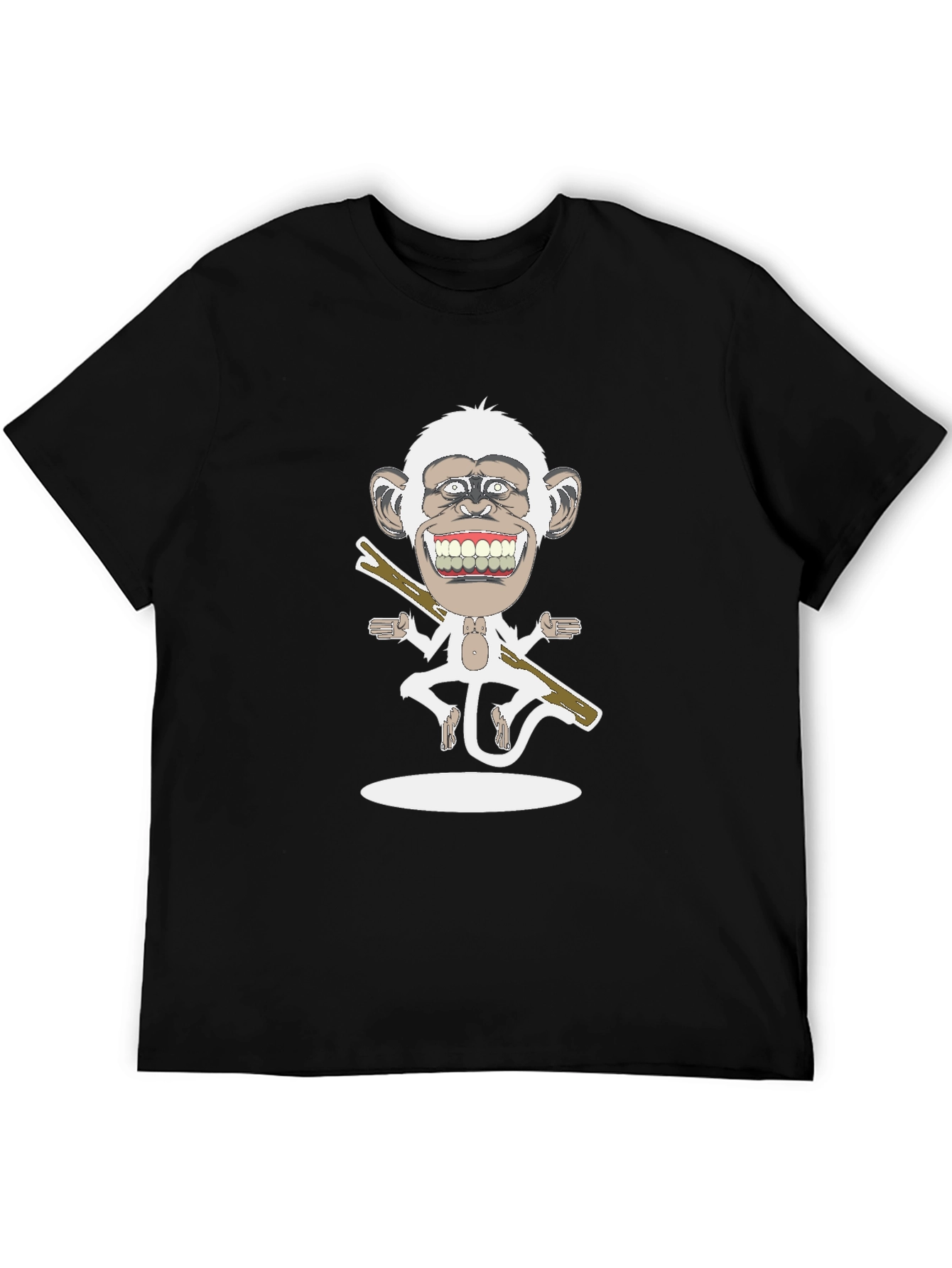 Black Cartoon Monkey Graphic Tee - Black view 5