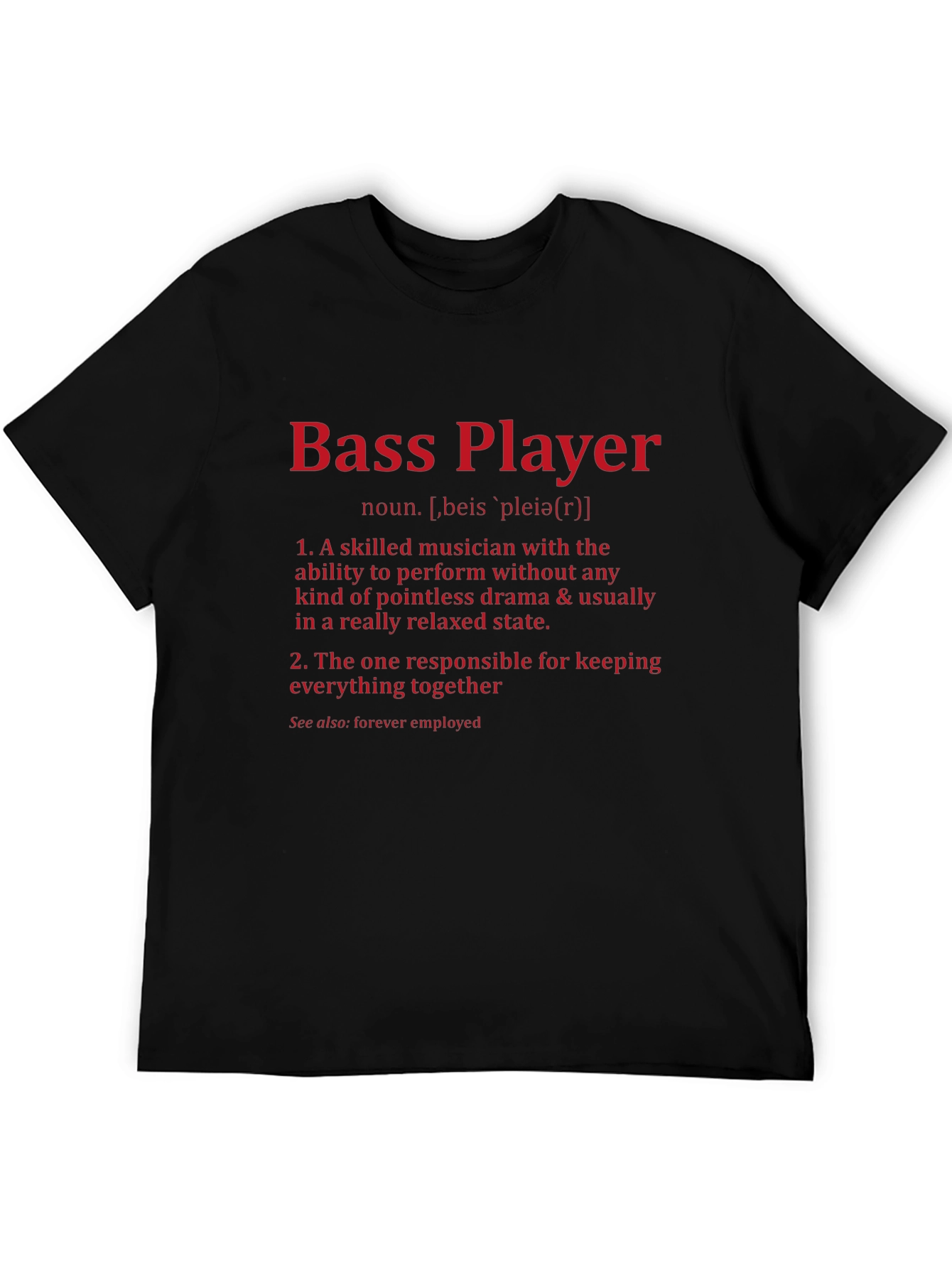 Black Bass Player Definition T-Shirt - Musician Gift view 5