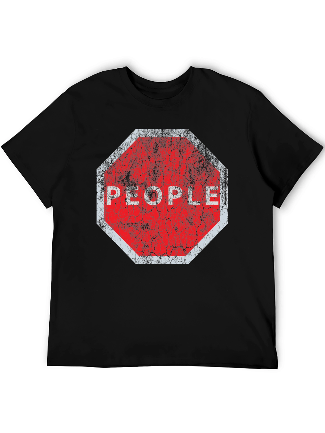 Black Stop People Graphic Tee - Black Cotton T-Shirt view 5