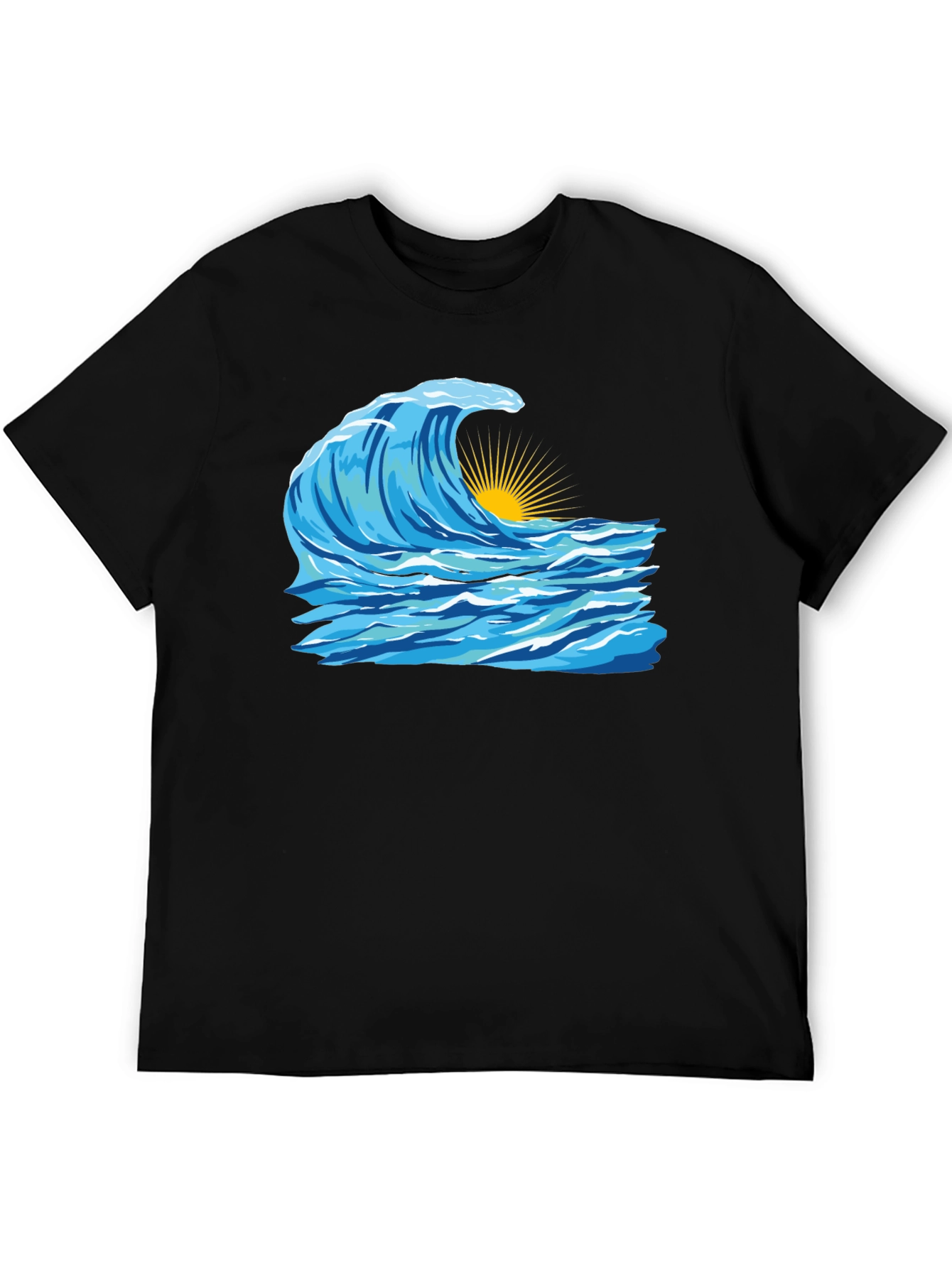 Black Wave Graphic Black T-Shirt view 5