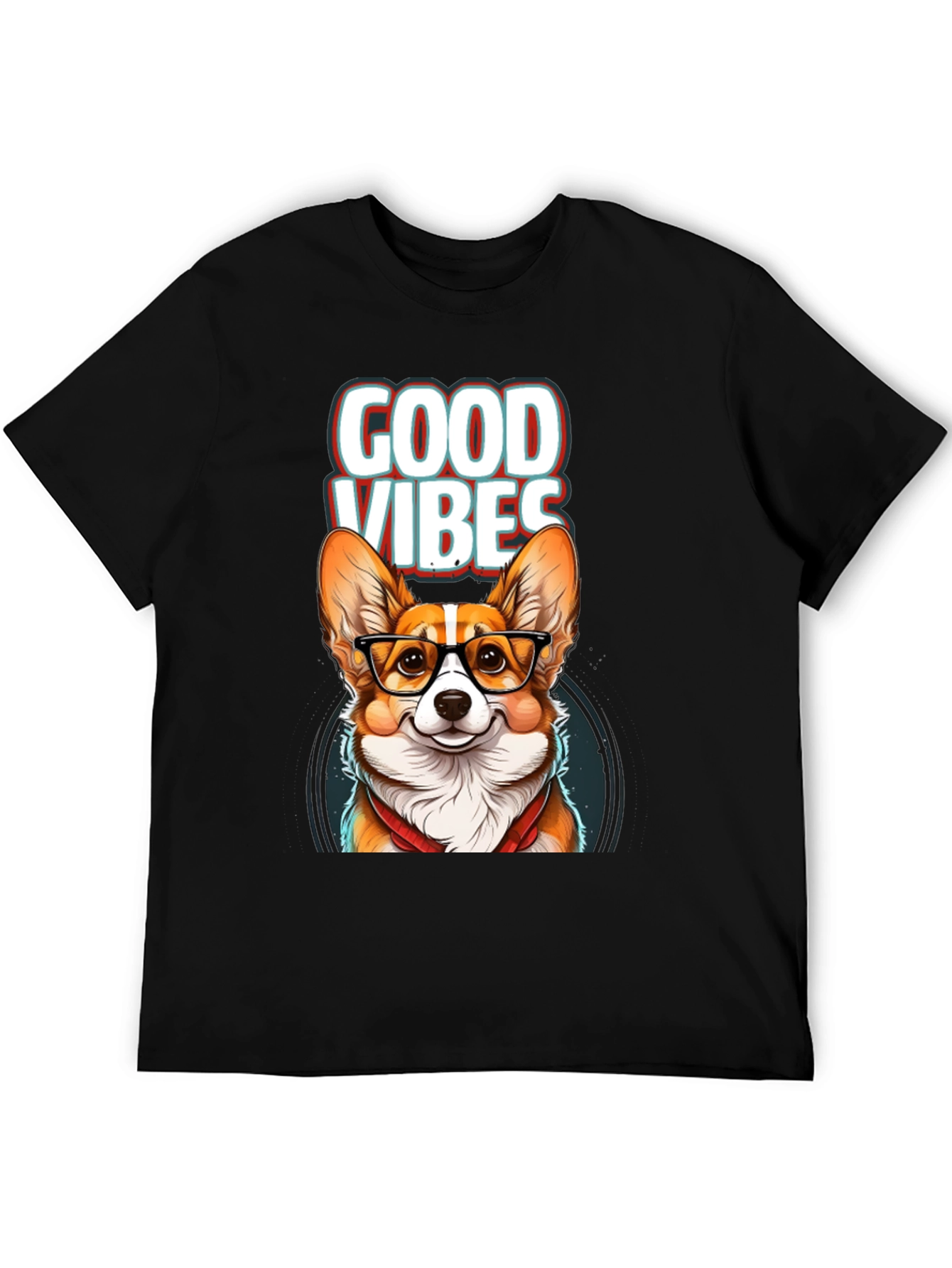 Black Good Vibes Corgi T-Shirt view 5