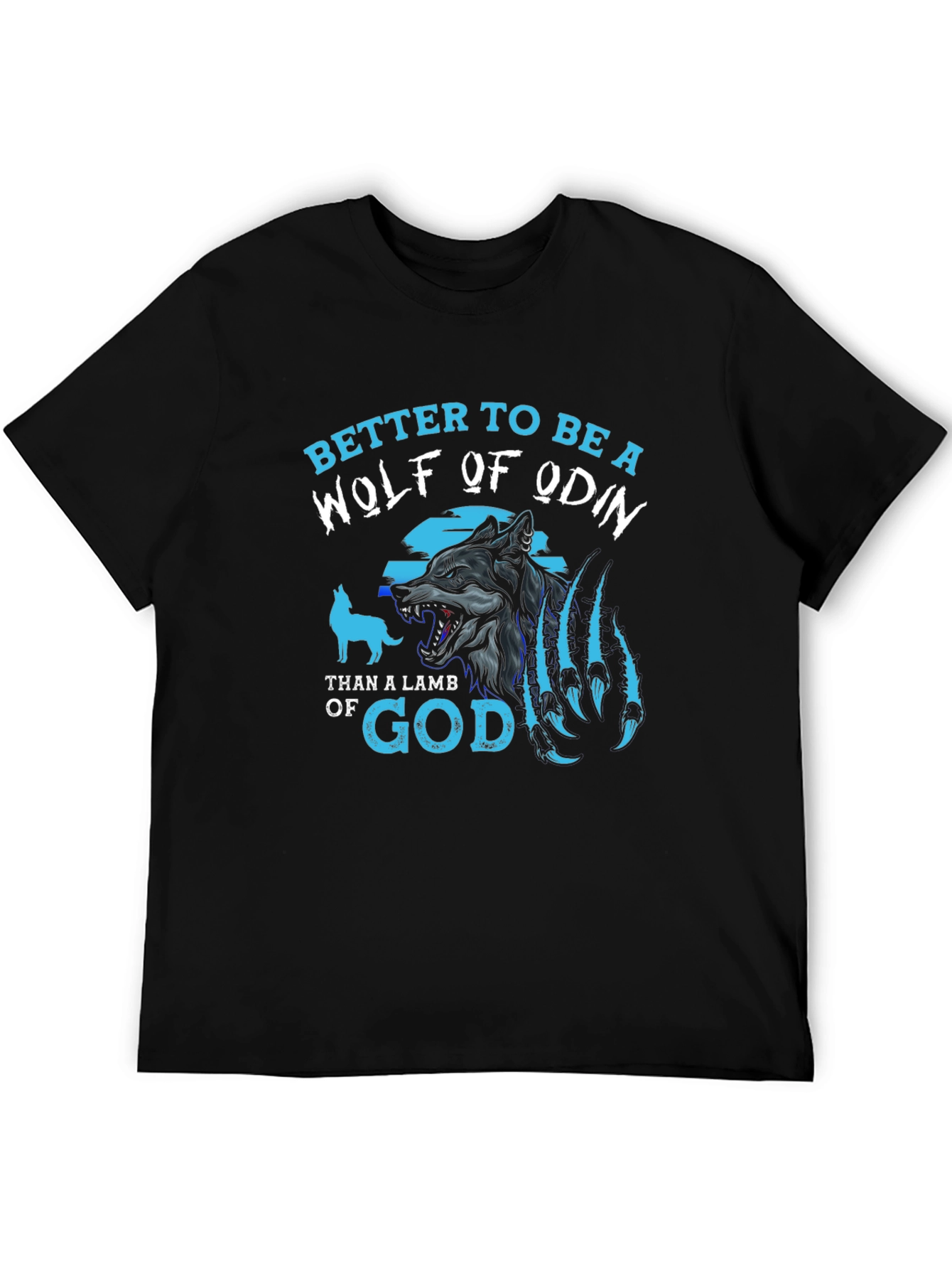 Black Wolf of Odin Graphic Tee - Black Viking Style Shirt view 5