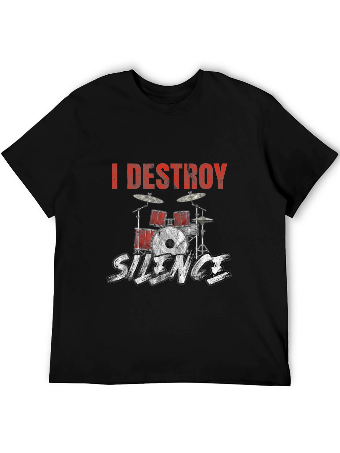 Black I Destroy Silence Drummer T-Shirt view 5