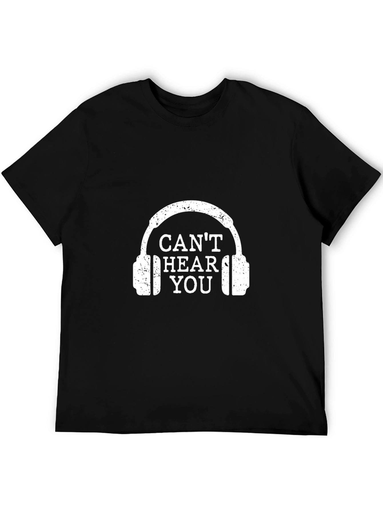 Black Can't Hear You Graphic Tee - Black Cotton T-Shirt view 5