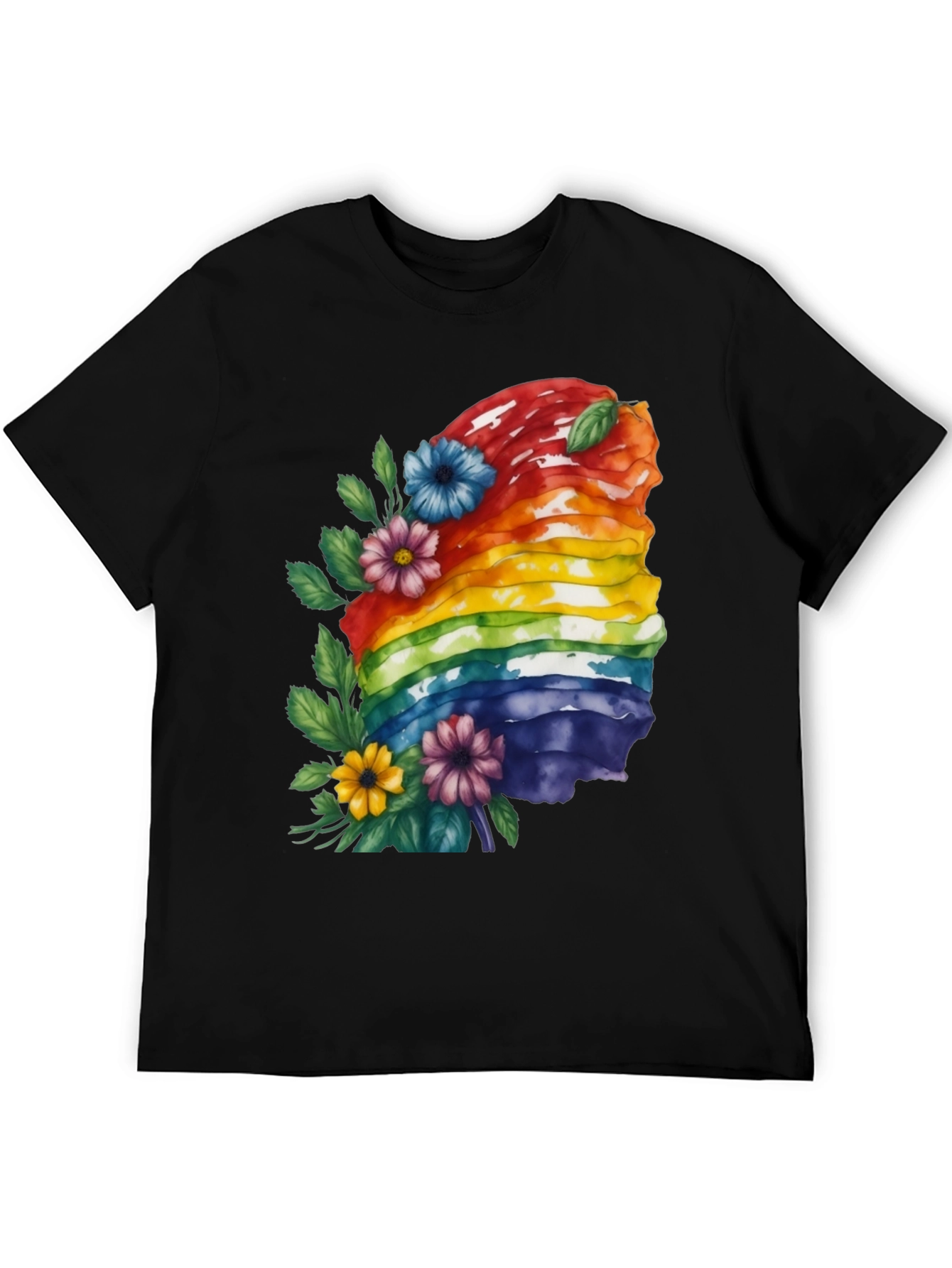 Black Rainbow Layered Cake Floral T-Shirt view 5