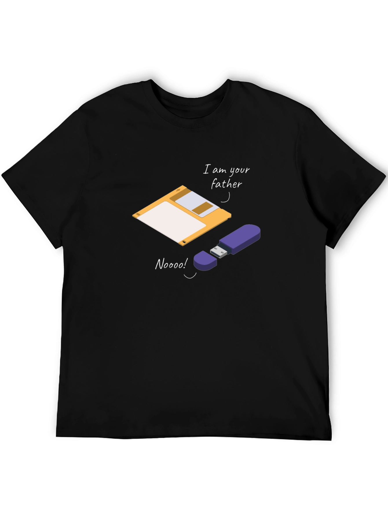 Black Funny Father's Day Geek T-Shirt: Floppy Disk & USB view 5
