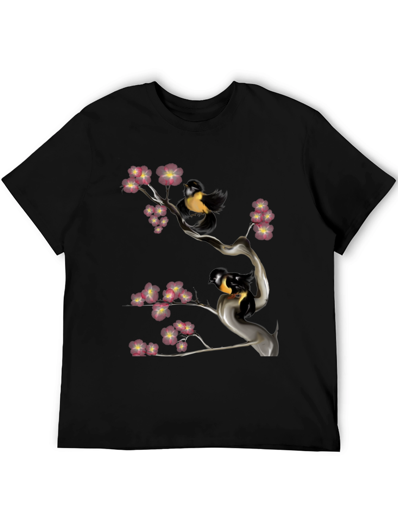 Black Bird & Cherry Blossom Graphic Tee view 5
