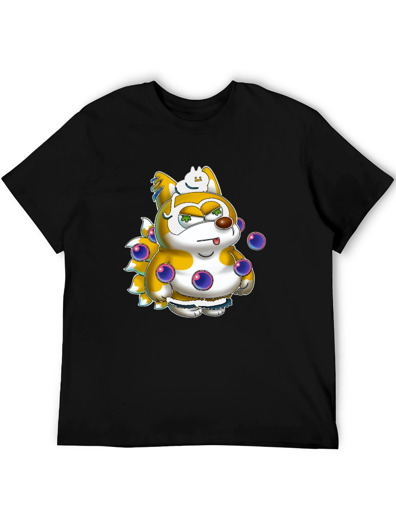 Black Cartoon Character Graphic T-Shirt - Black view 5