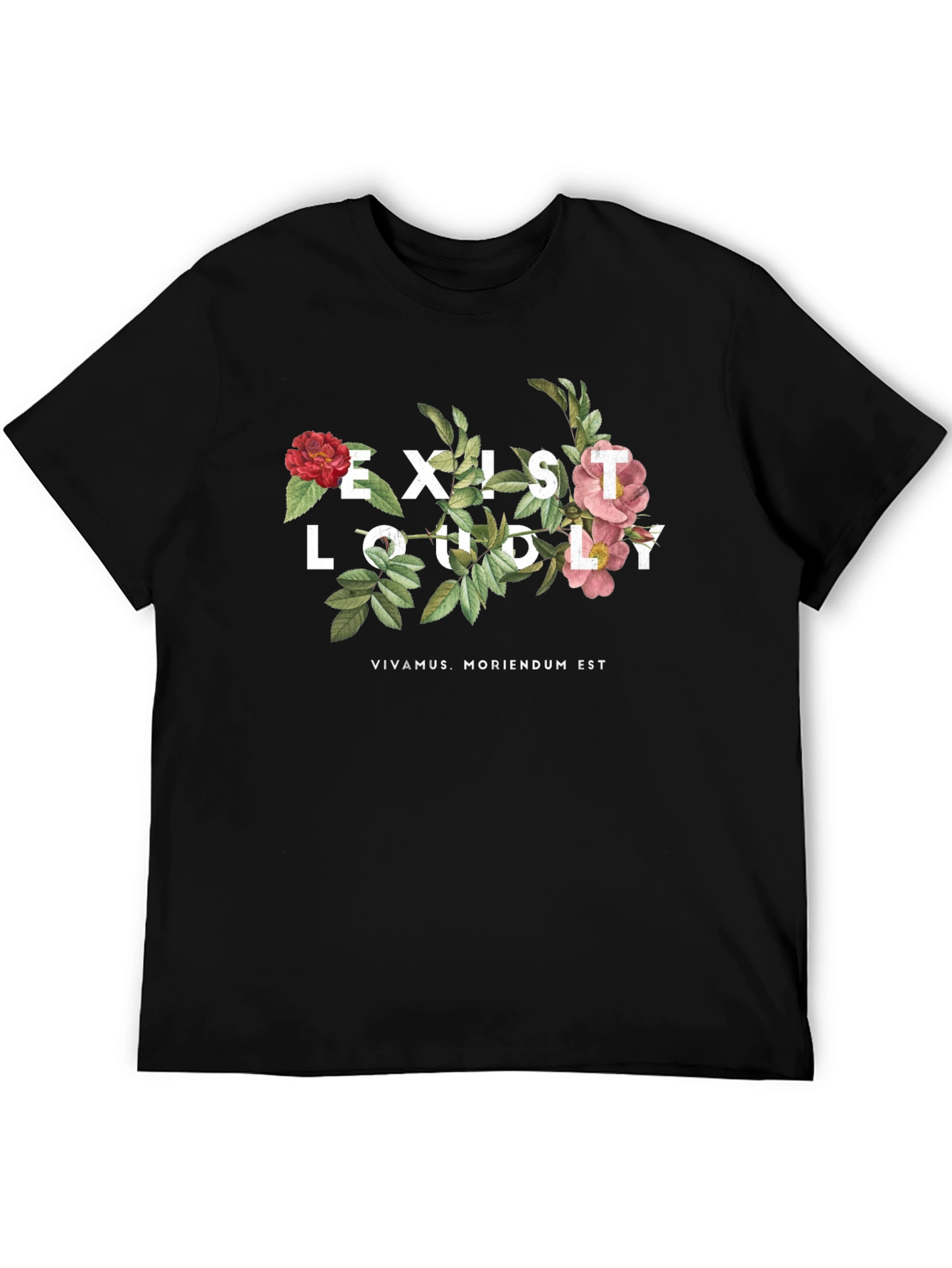 Black Exist Loudly Floral Print Black T-Shirt view 5