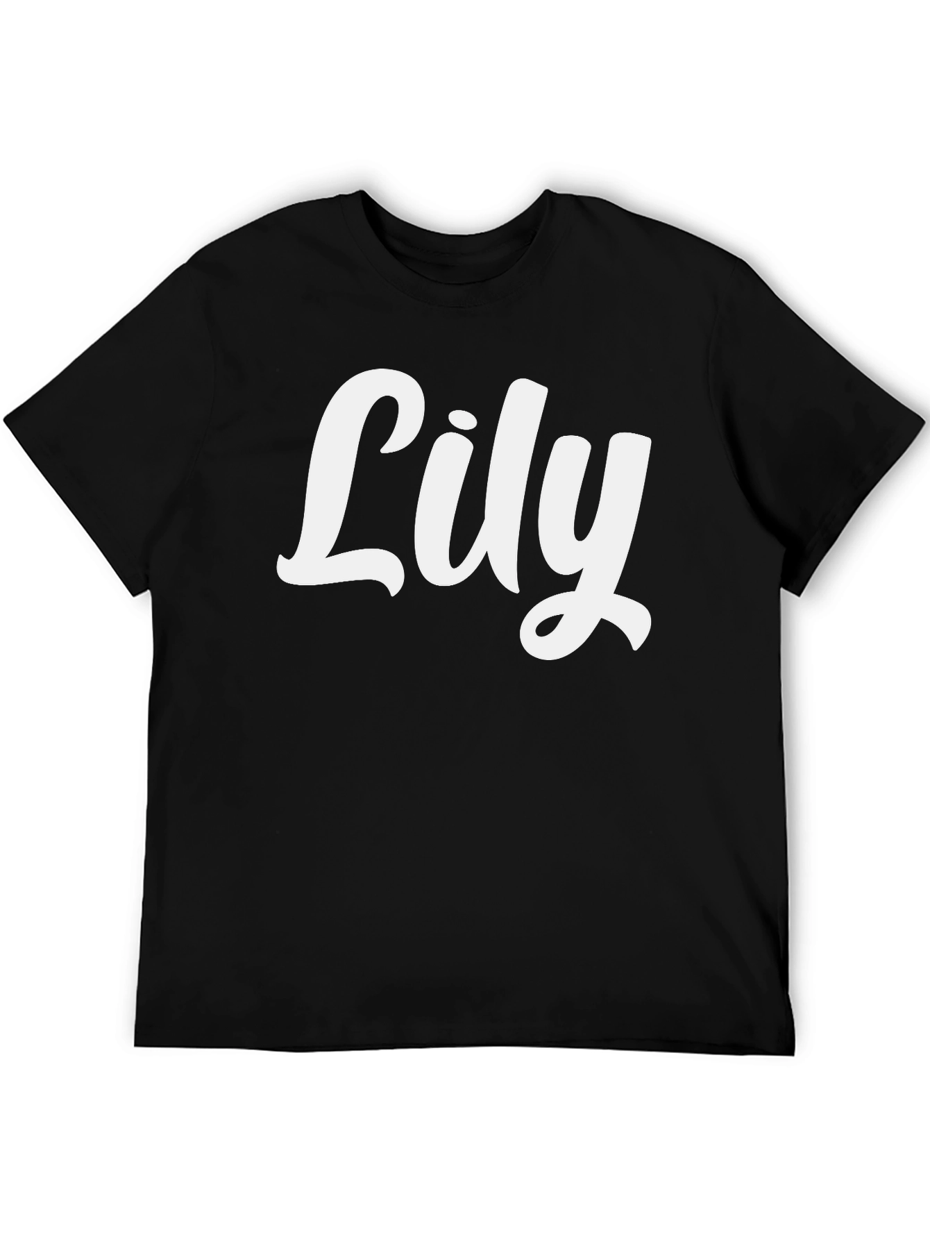 Black Lily Custom Name T-Shirt - Black Crew Neck view 5