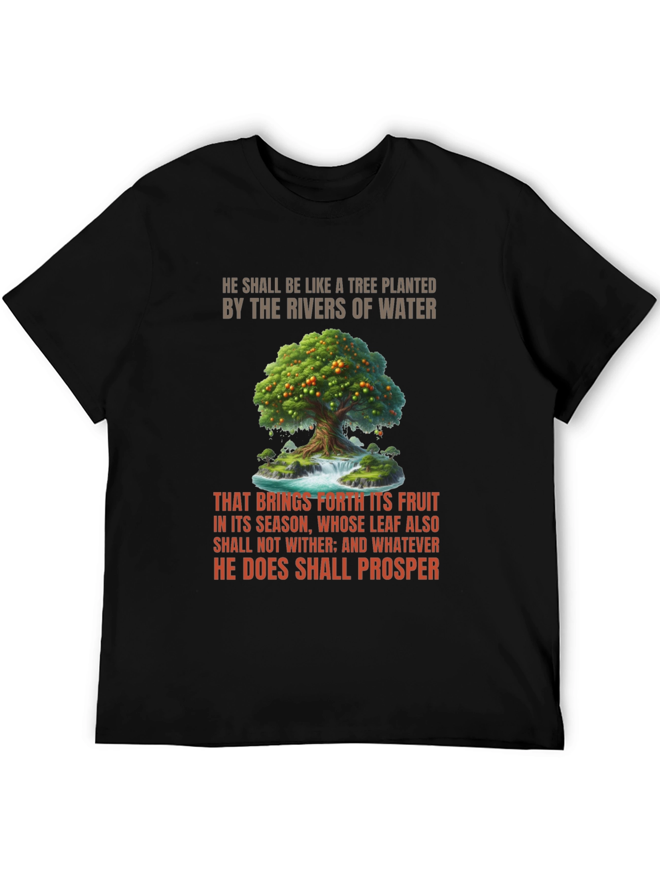 Black Biblical Tree of Life Graphic T-Shirt view 5