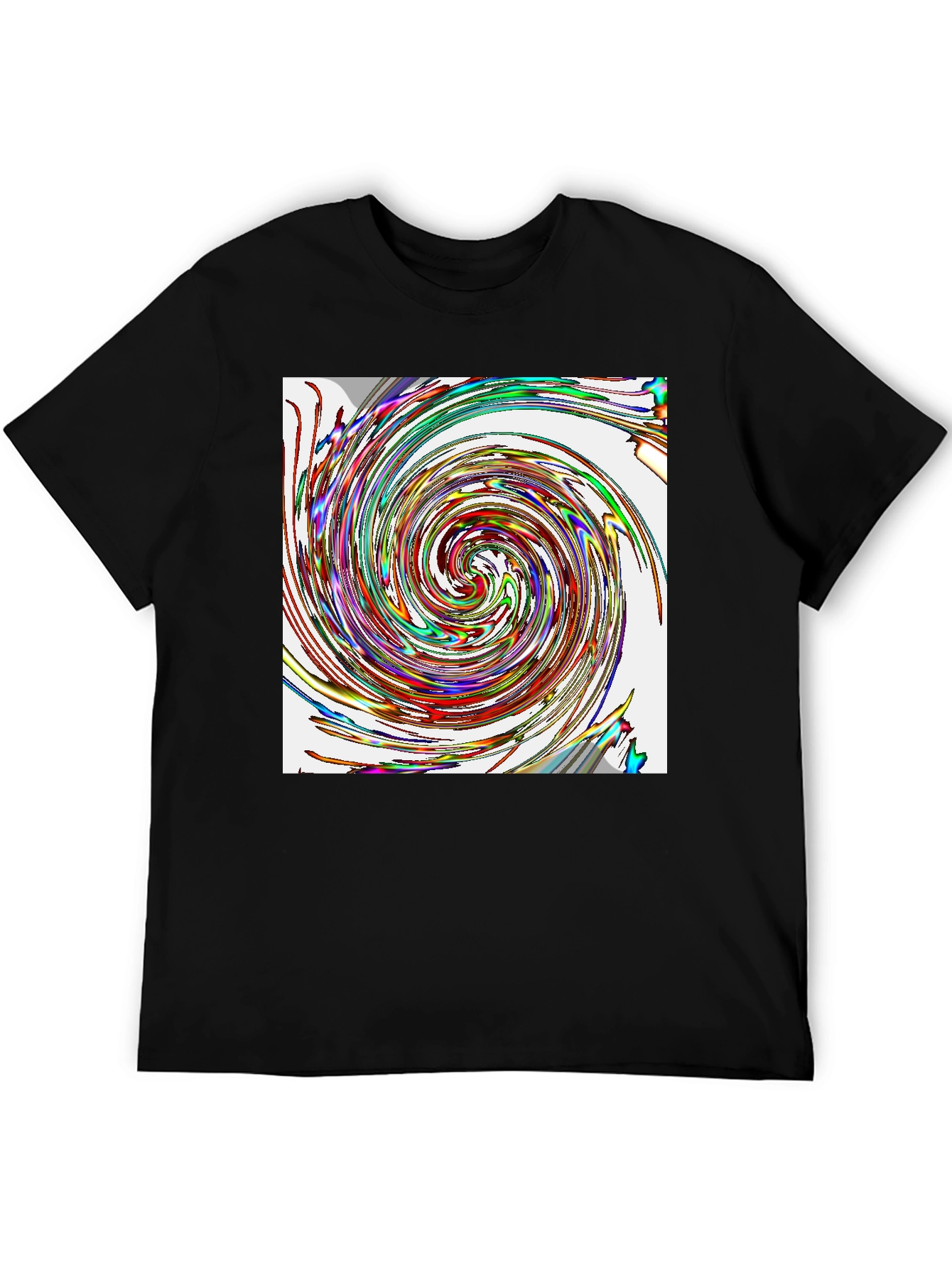 Black Vortex Swirl Graphic Tee - Stylish Black Cotton Comfort view 5