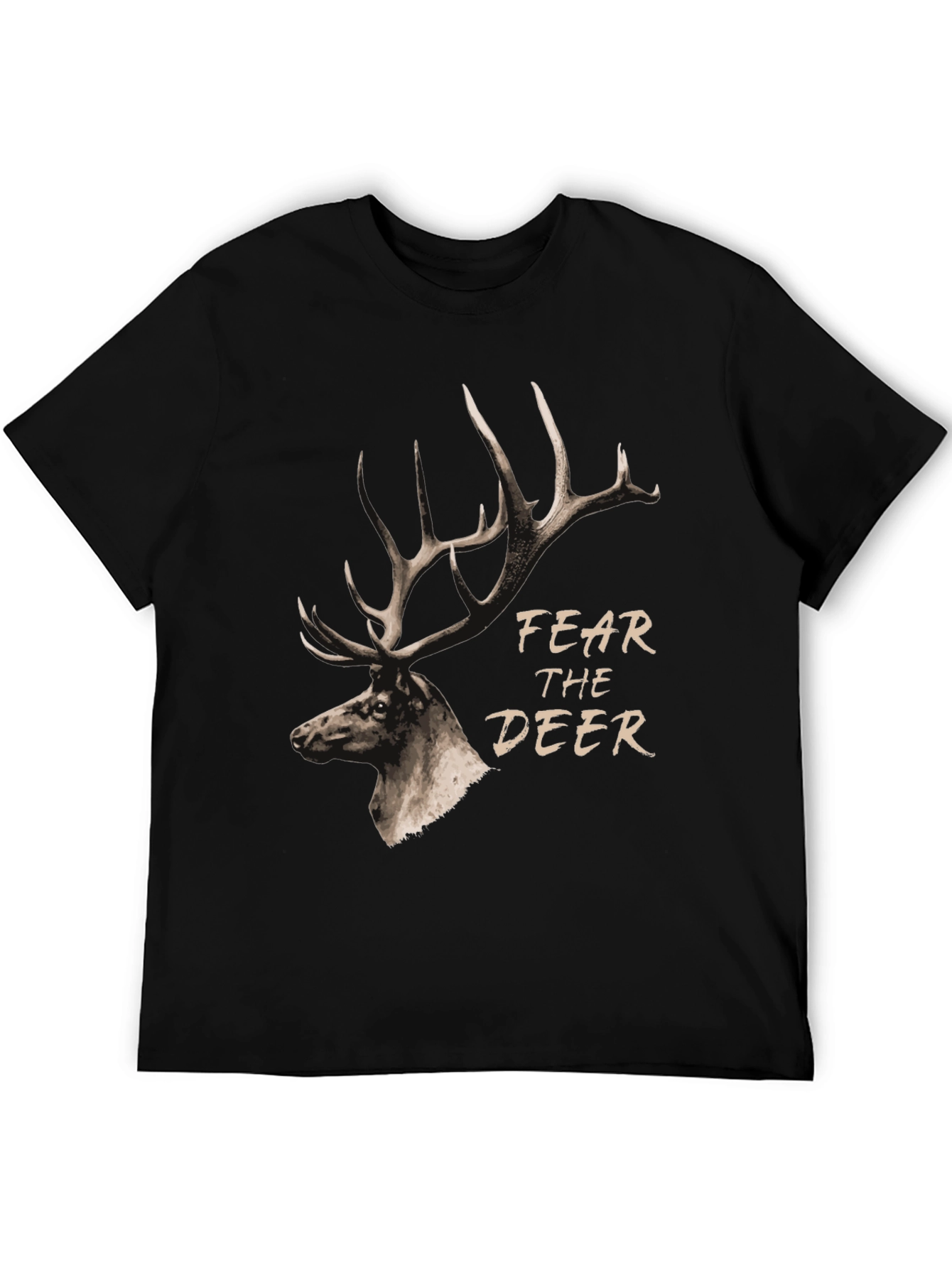 Black Fear the Deer Graphic T-Shirt - Black view 5