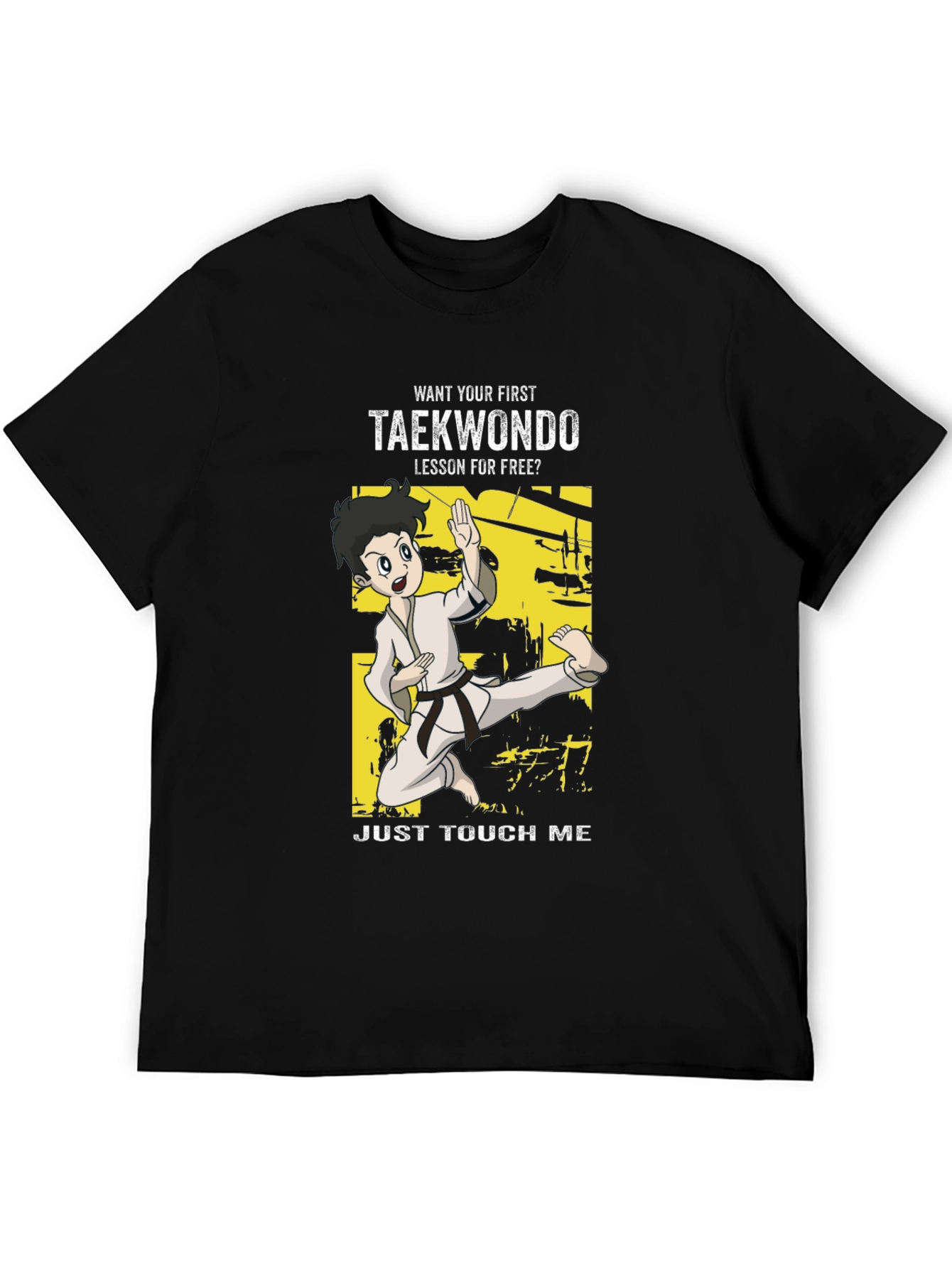 Black Taekwondo Funny Cartoon T-Shirt view 5
