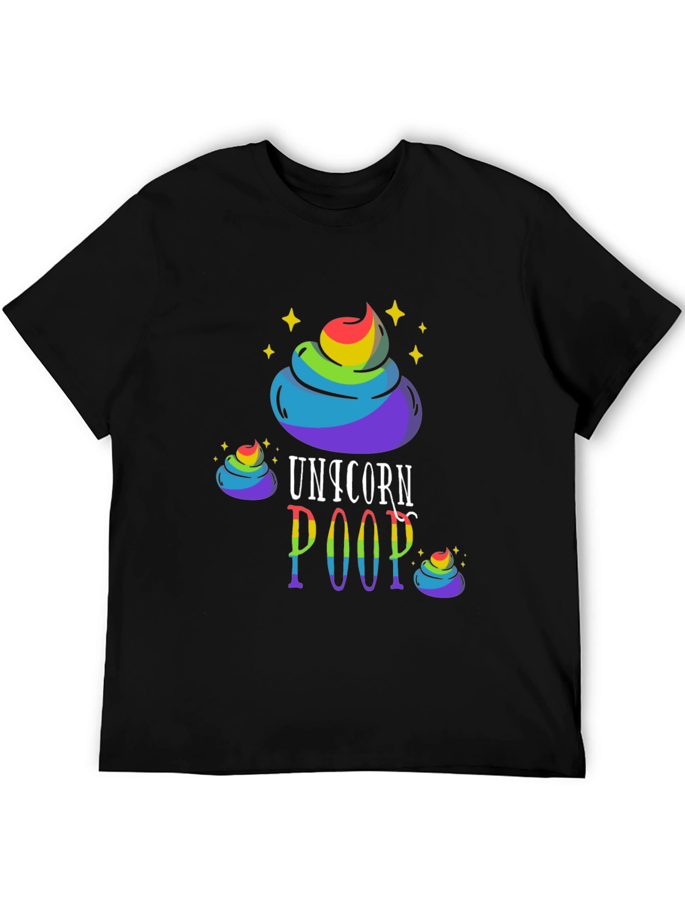 Black Unicorn Poop Graphic Tee - Rainbow Humor T-Shirt view 5