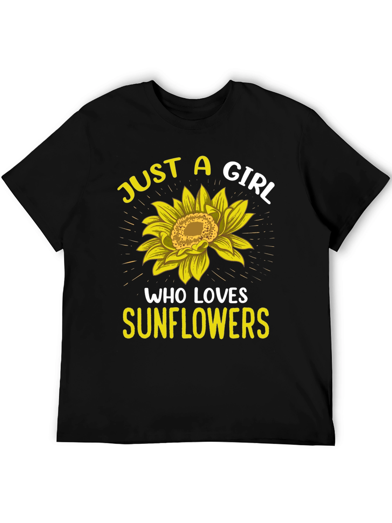 Black Sunflower Lover Graphic T-Shirt - Just a Girl view 5