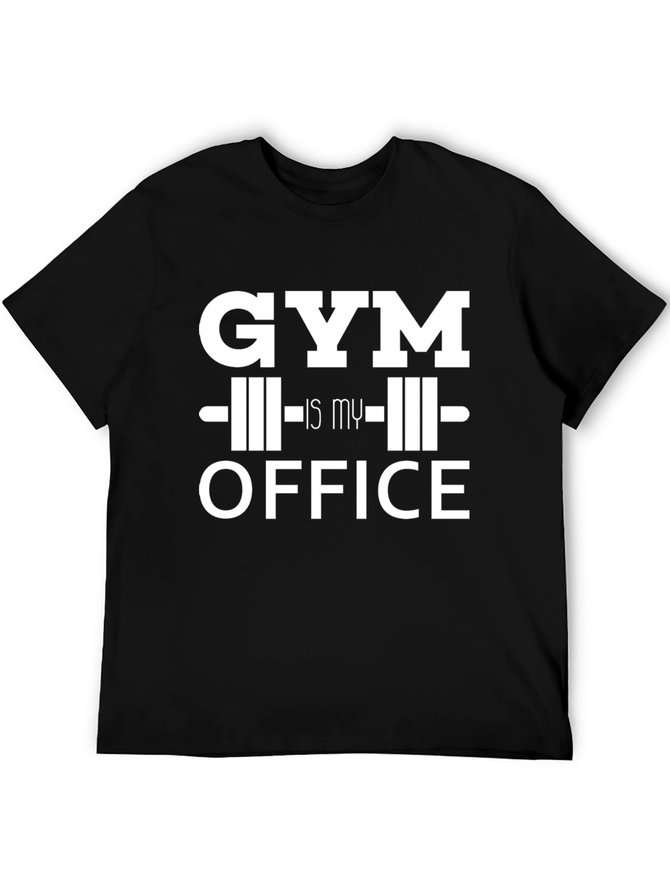 Black Gym Is My Office T-Shirt - Black Cotton Fitness Tee view 5