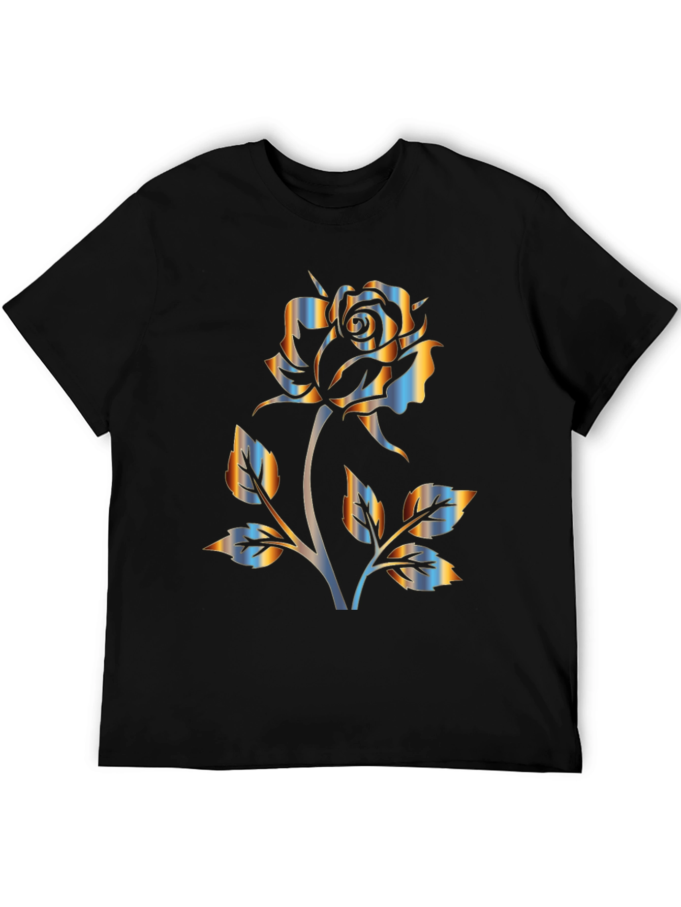 Black Rose Graphic Black T-Shirt - Stylish Floral Design view 5