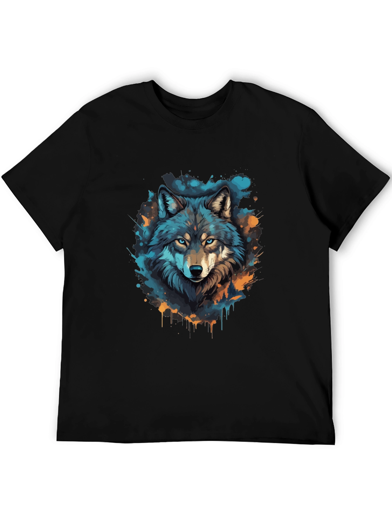 Black Wolf Graphic Tee - Black Cotton T-Shirt view 5