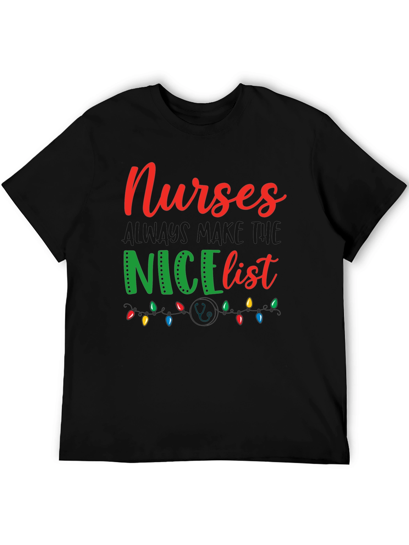 Black Nurses NICE List T-Shirt view 5