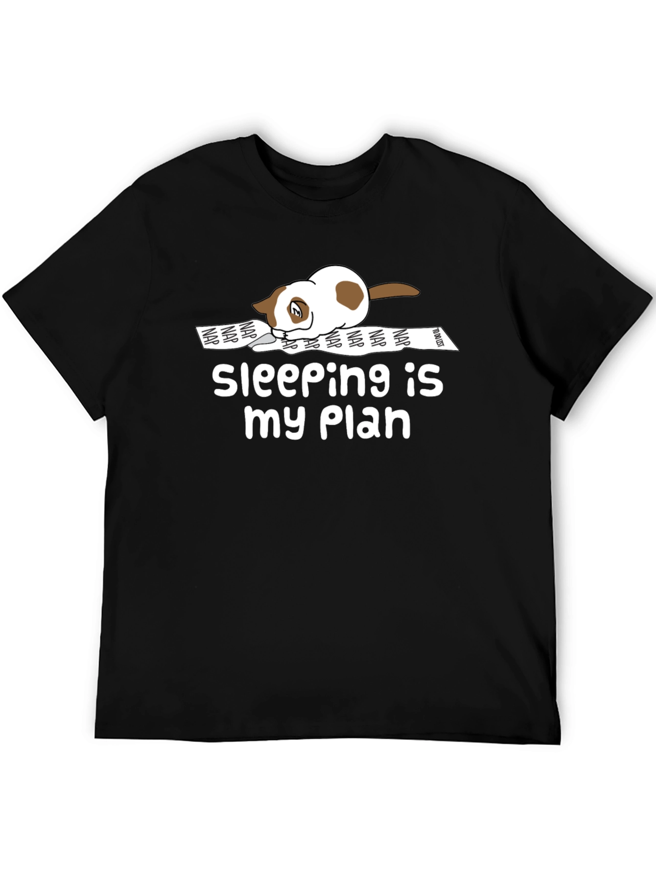 Black Sleeping is my Plan T-shirt, Lazy Cat view 5