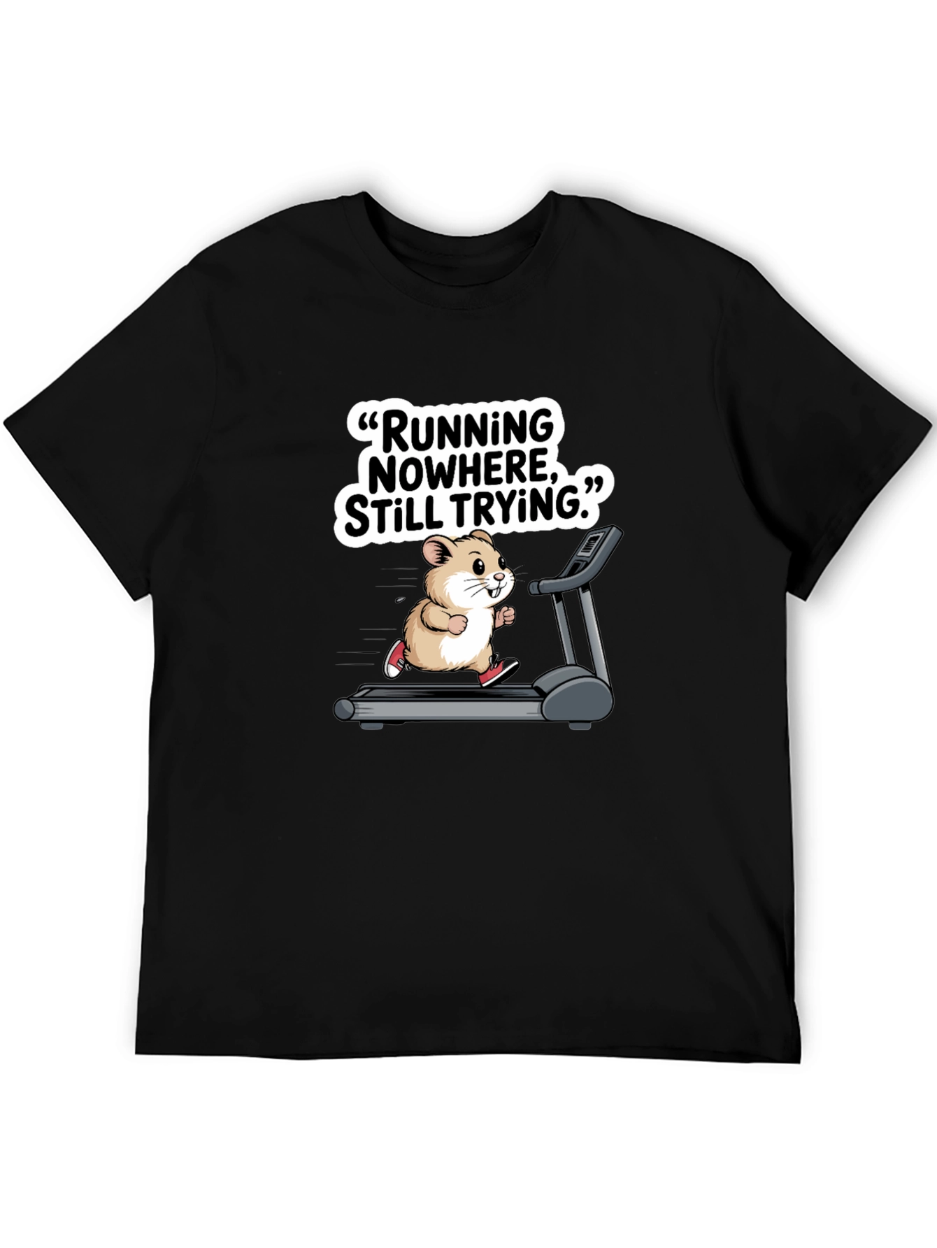 Black Hamster Treadmill Graphic Tee - Funny Workout Shirt view 5