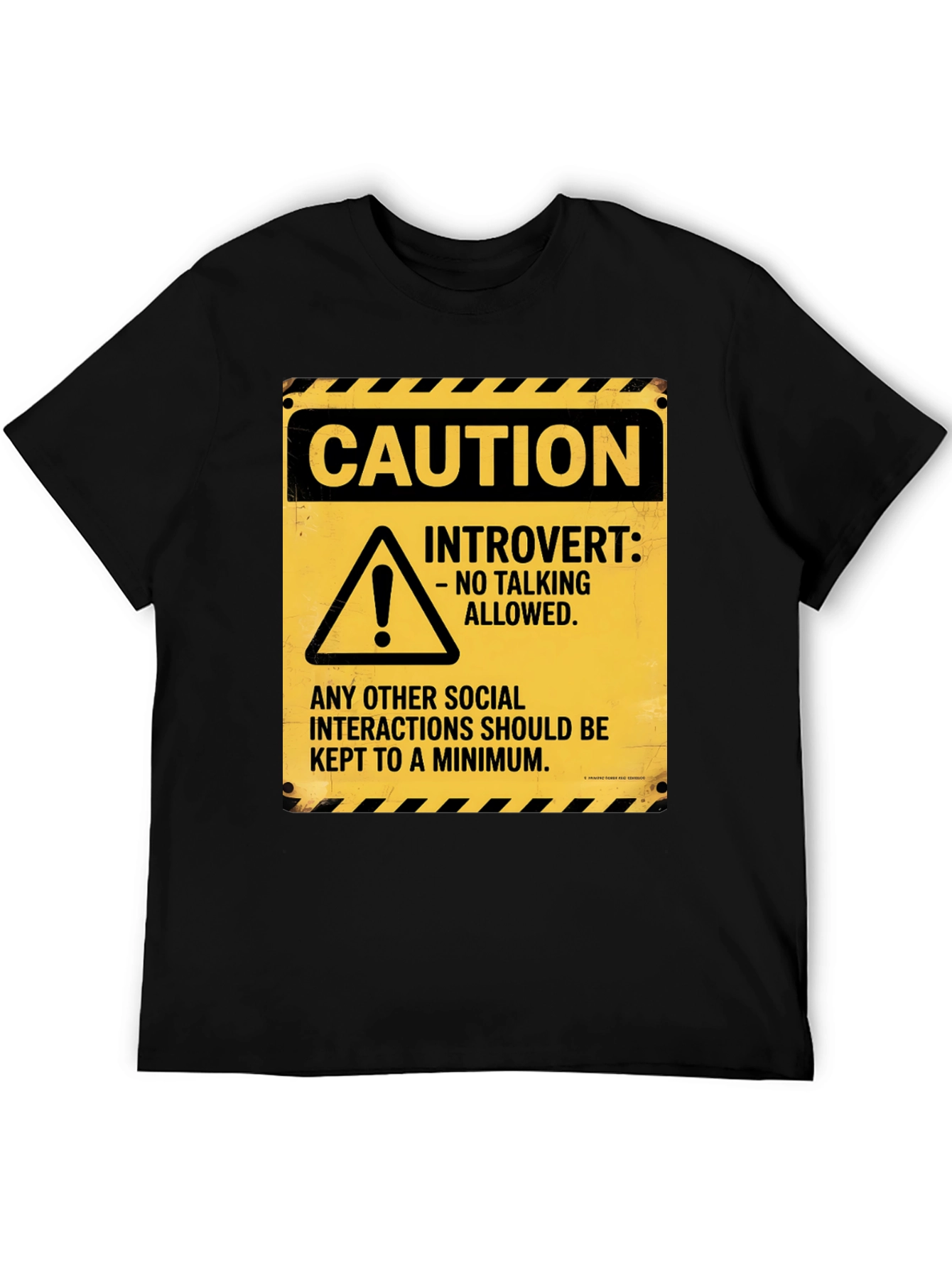 Black Caution Introvert Novelty Graphic Tee view 5