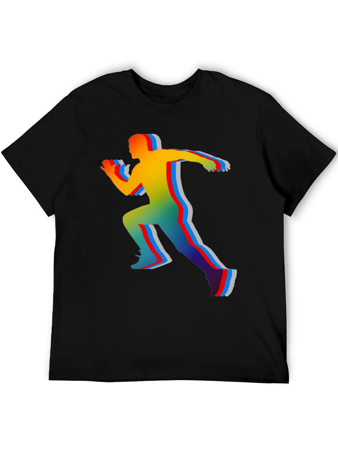 Black Colorful Runner Graphic T-Shirt view 5