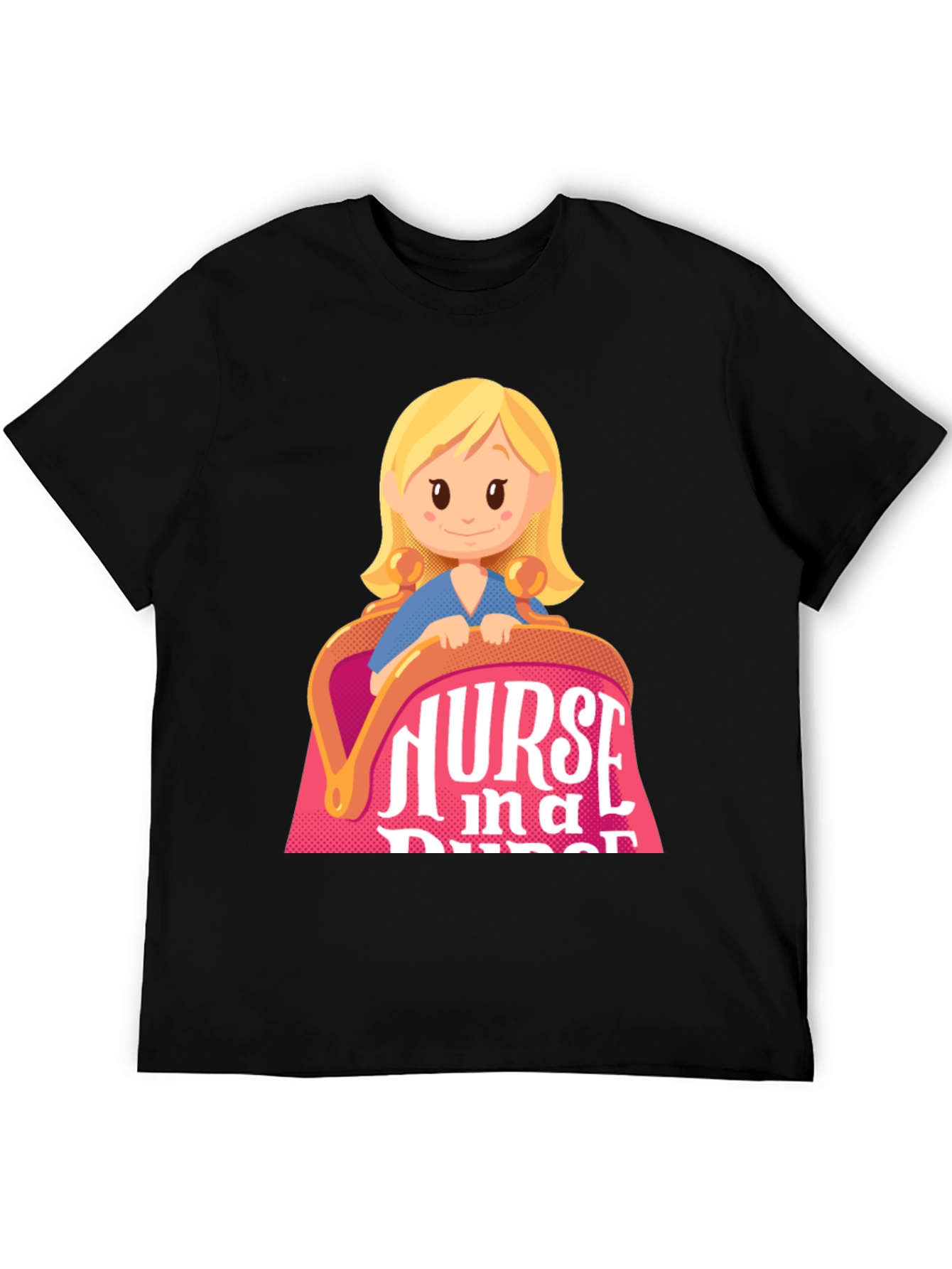 Black Nurse in a Purse Cartoon Graphic T-Shirt view 5