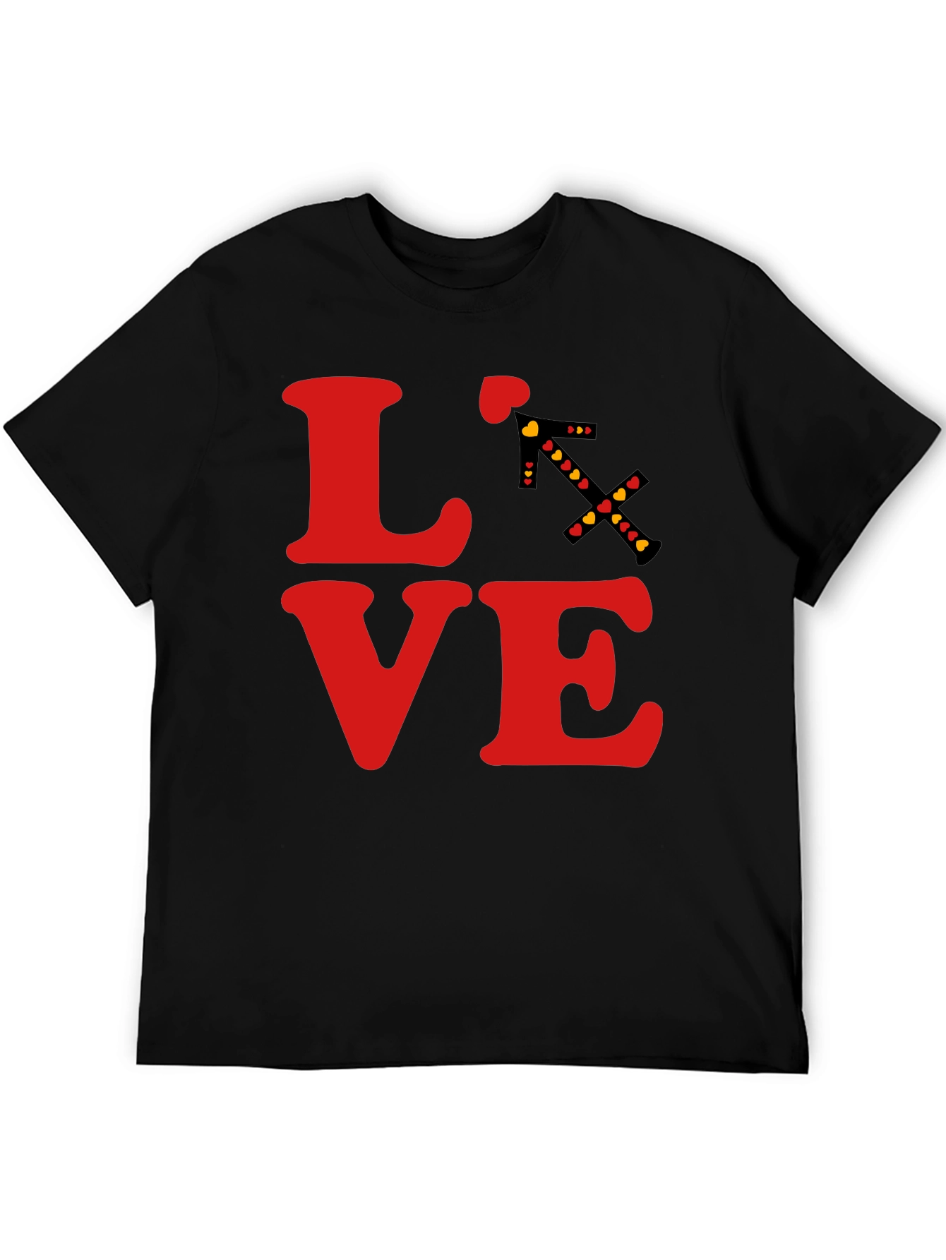 Black LOVE T-Shirt - Sagittarius Arrow Heart Design view 5